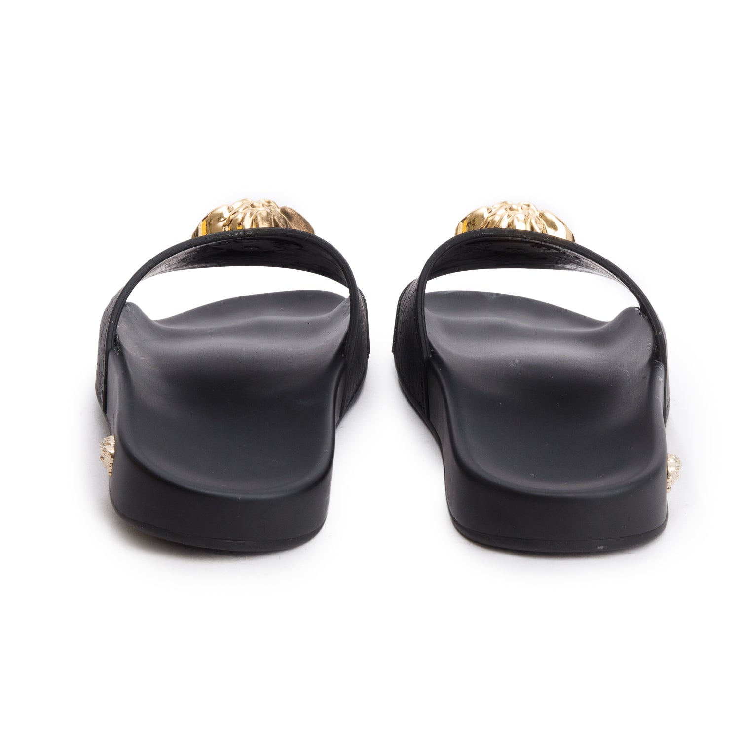Versace Black Rubber Medusa Palazzo Pool Slides, Size 39 w/ Box