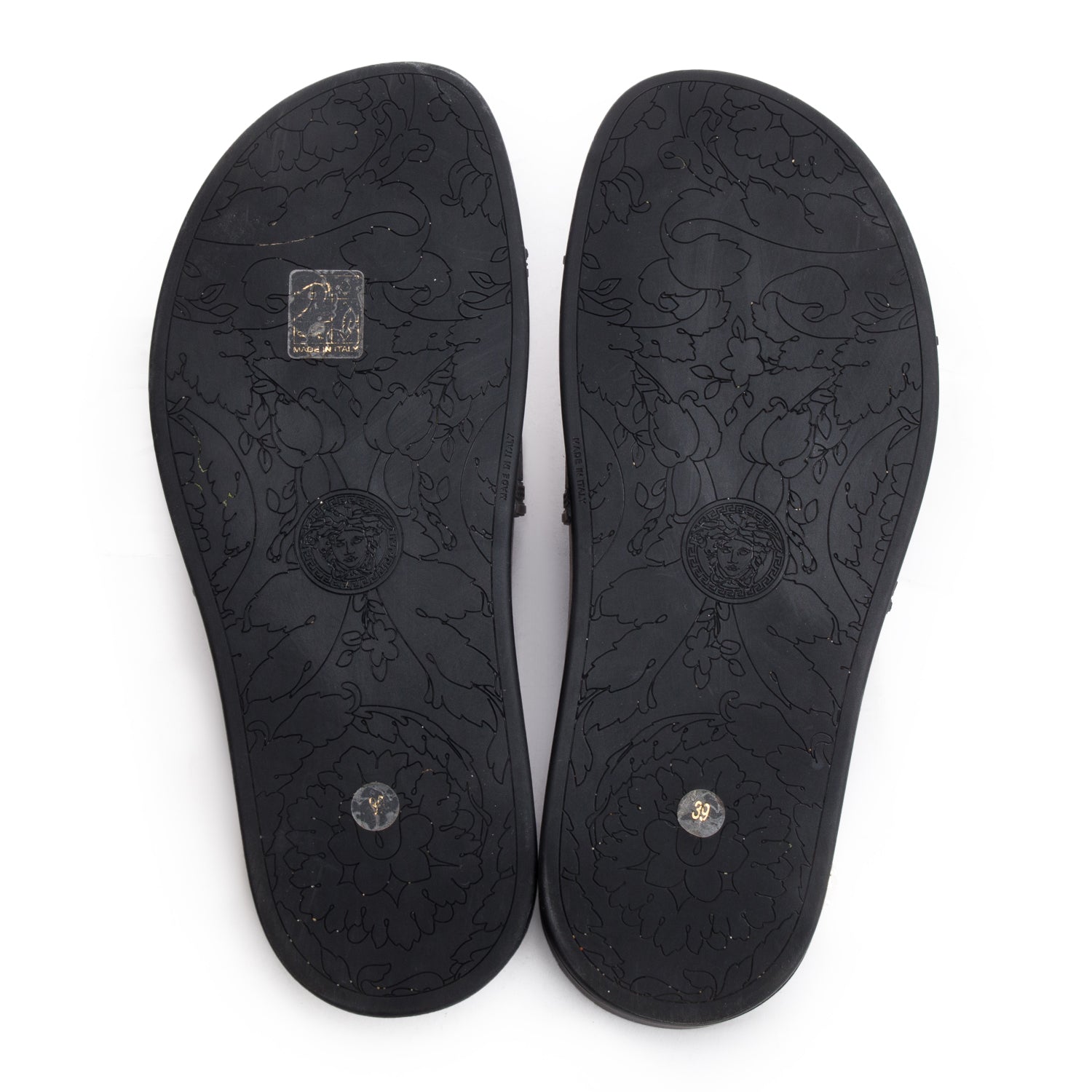 Versace Black Rubber Medusa Palazzo Pool Slides, Size 39 w/ Box