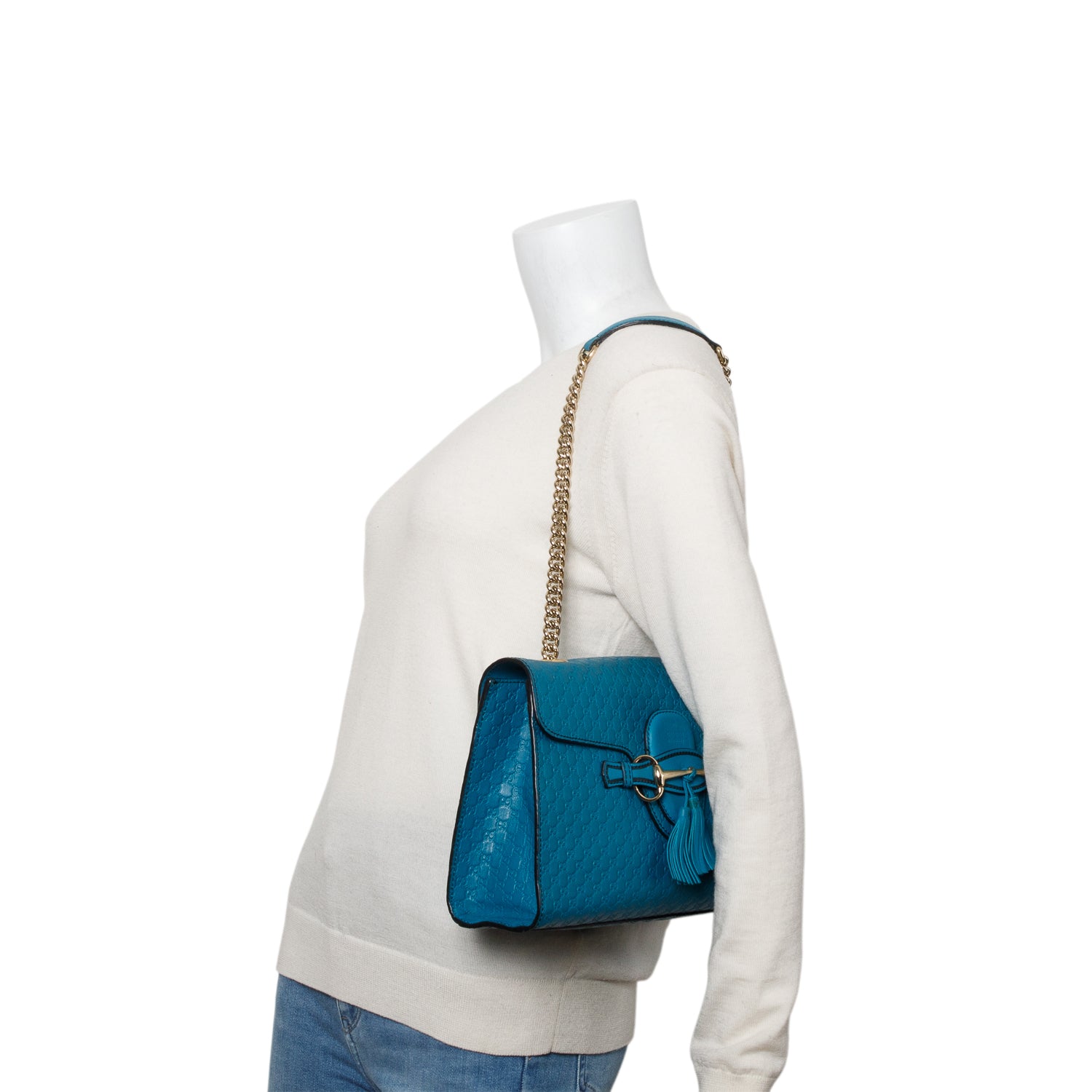 Gucci Teal Microguccissima Leather Medium Emily Chain Shoulder Bag