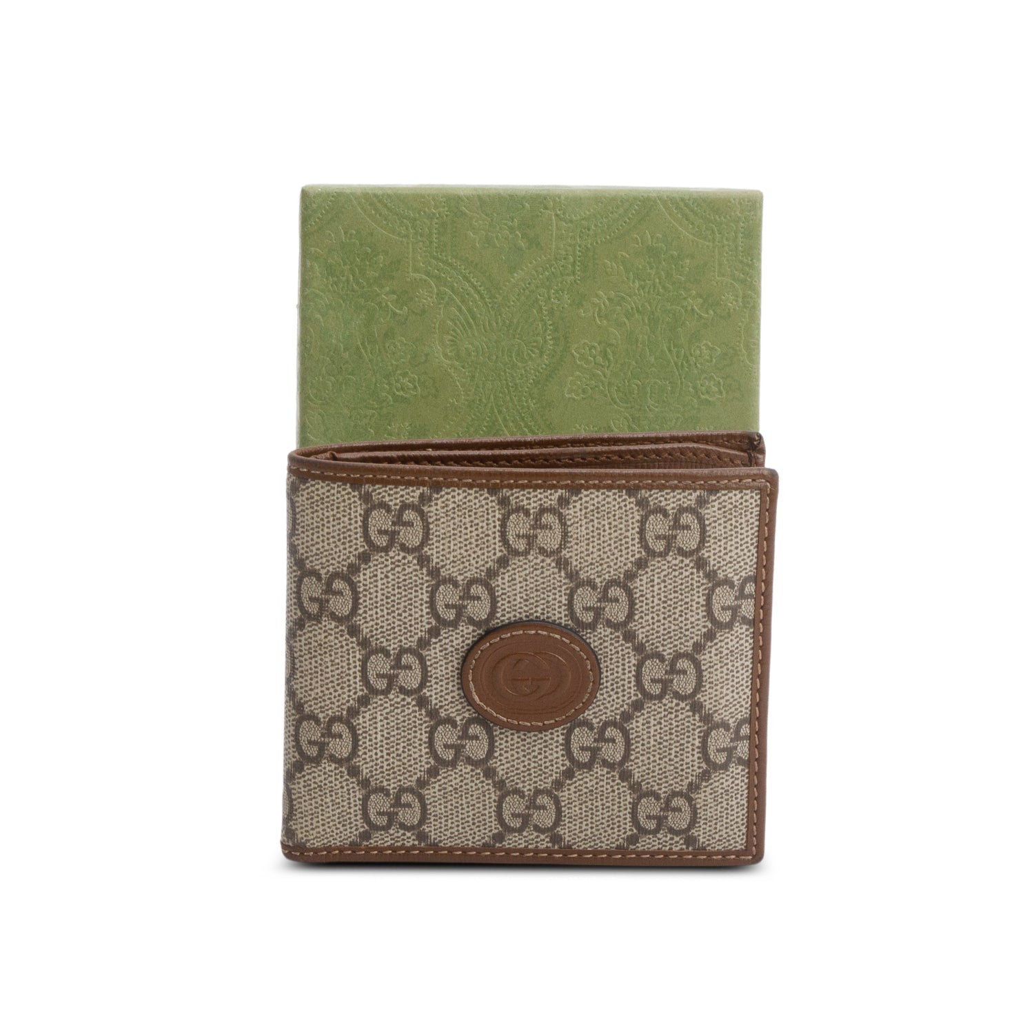 Gucci Beige GG Supreme Interlocking G Bifold Wallet w/ Box