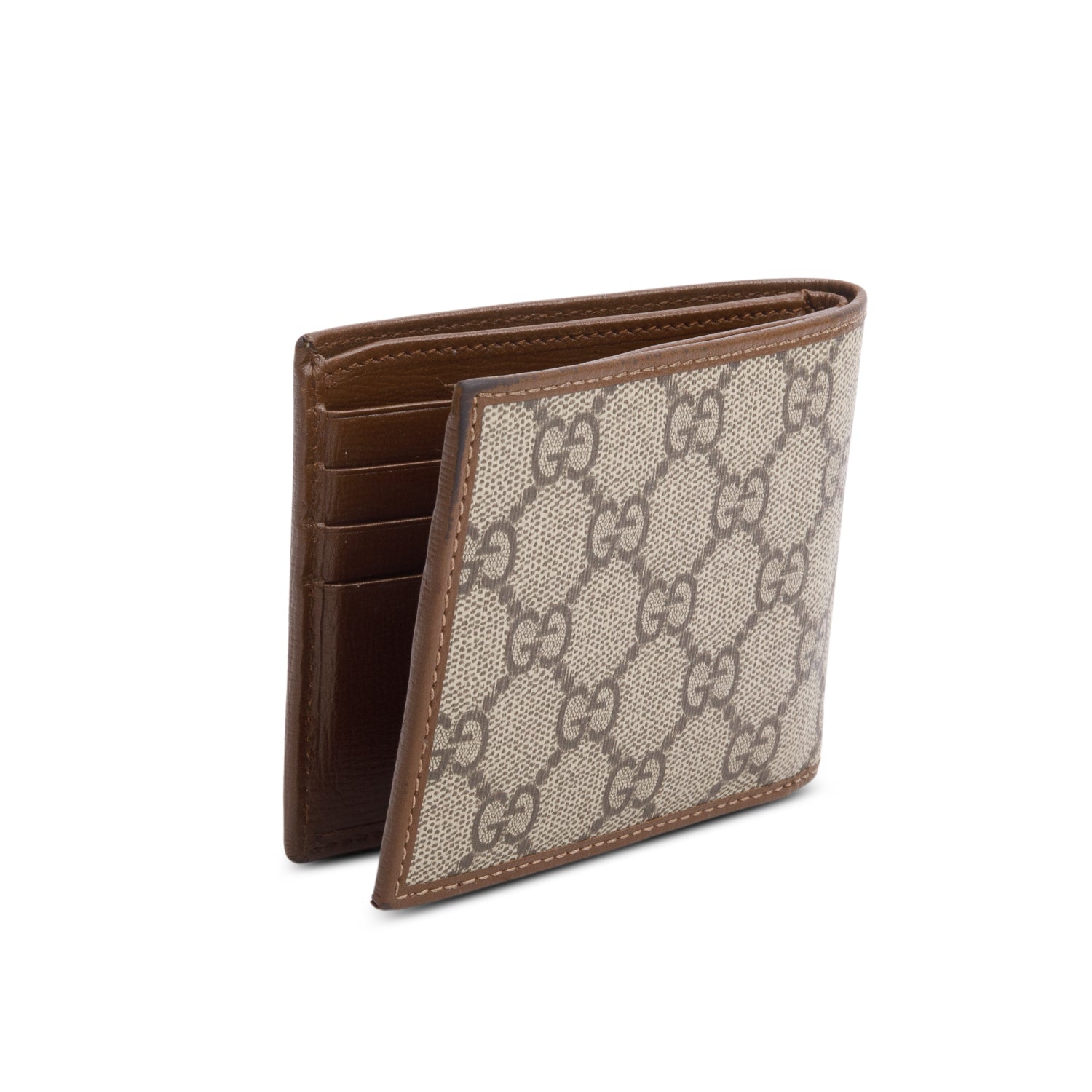 Gucci Beige GG Supreme Interlocking G Bifold Wallet w/ Box