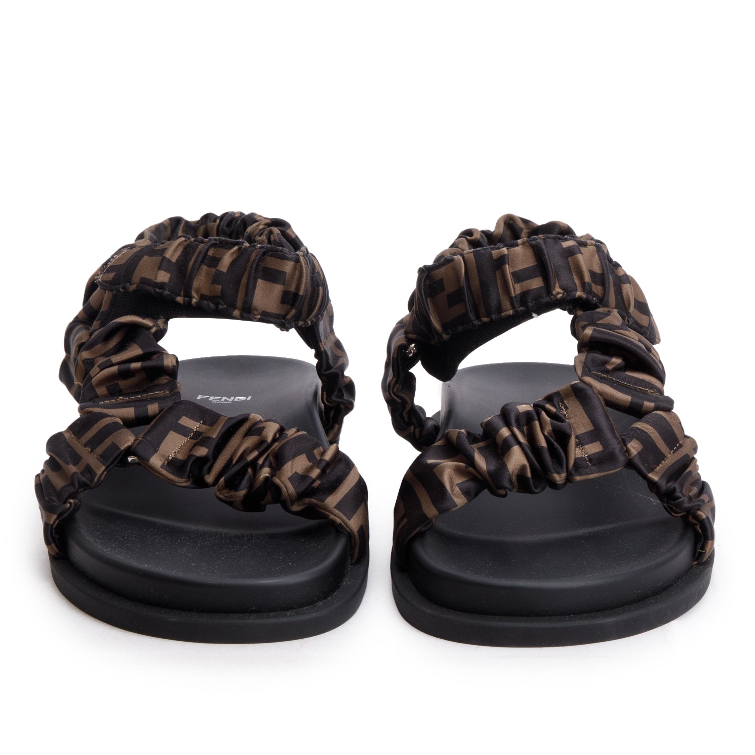 Fendi Brown FF Zucca Satin Fendi Feel Sandals, Size 40 w/ Box