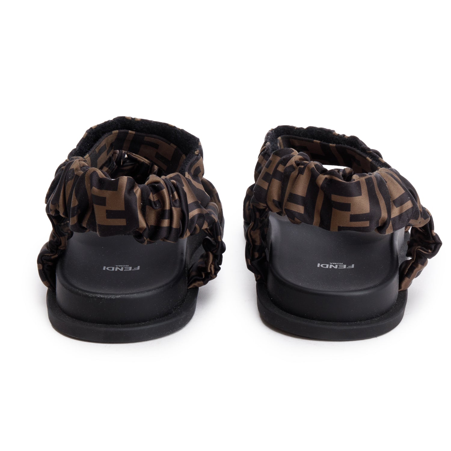 Fendi Brown FF Zucca Satin Fendi Feel Sandals, Size 40 w/ Box