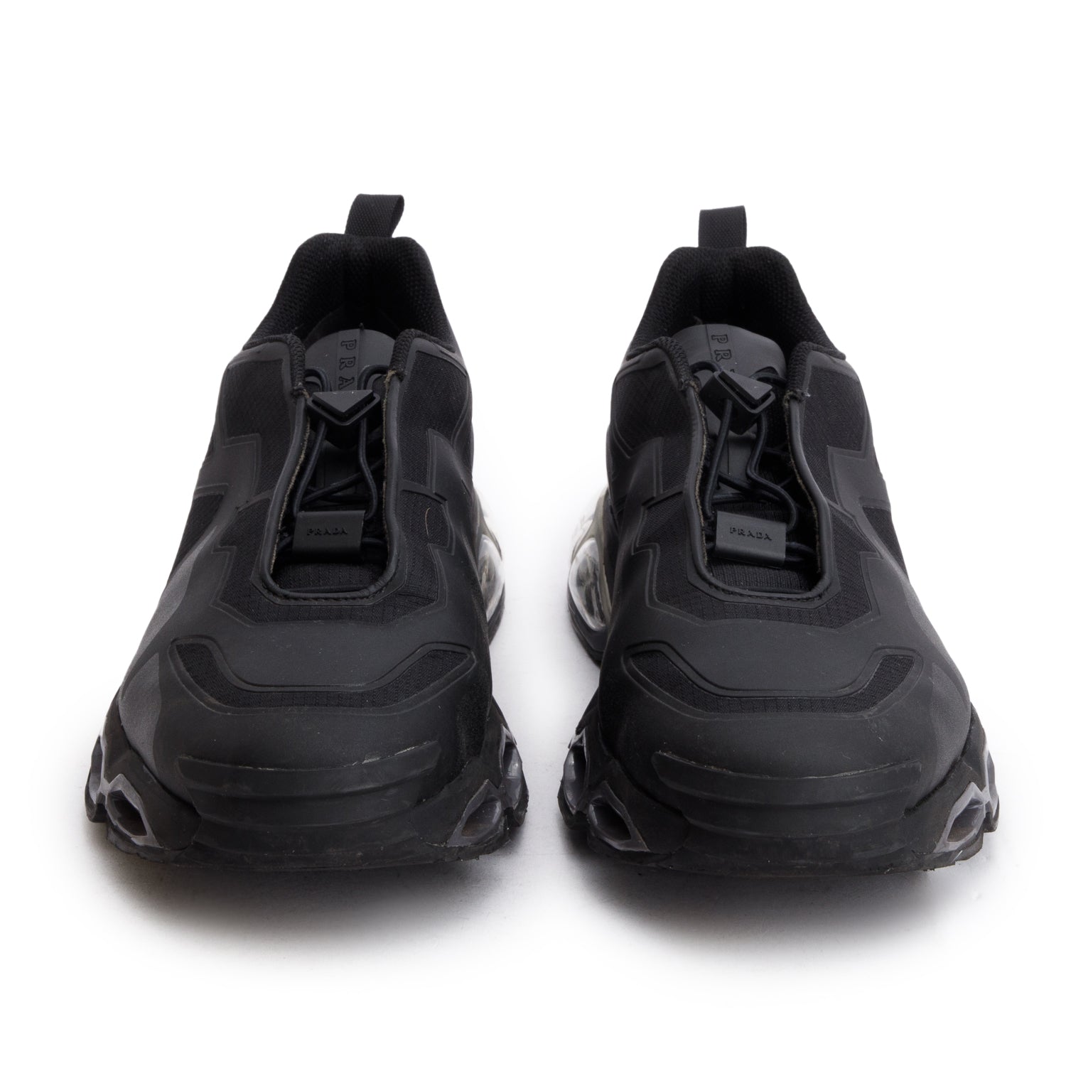 Prada Black Rubber Collision Cross Low Top Sneakers, Men's Size 10 w/ Box