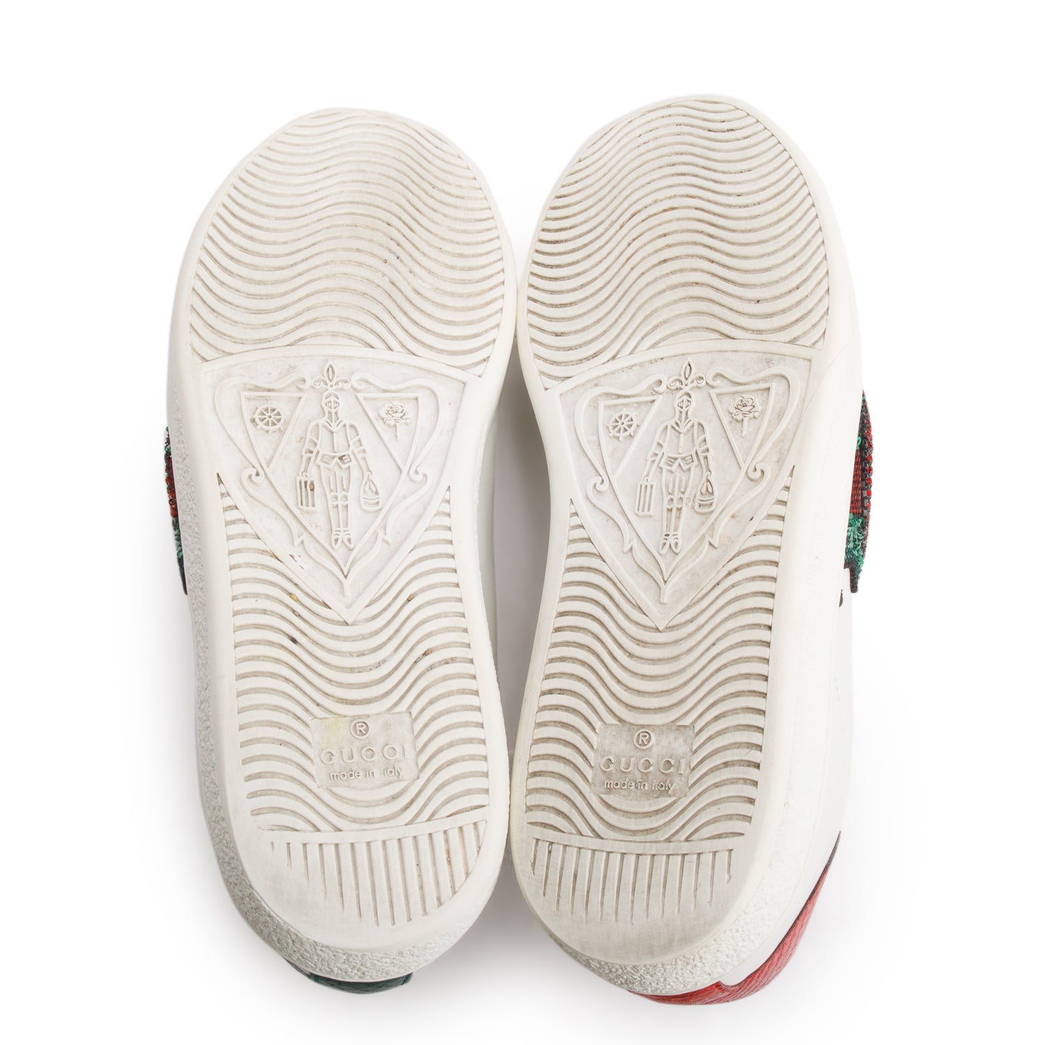 Gucci White Leather Ace Low Lips Sequins Sneakers, Size 37.5