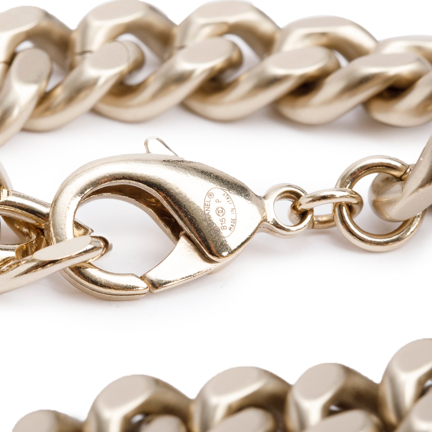 Chanel Gold-Plated ID Curb Chain Necklace w/ Box