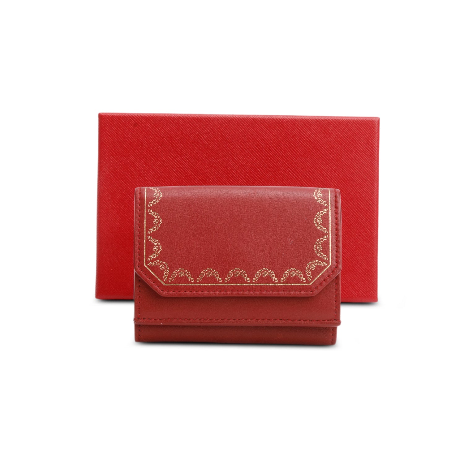 Cartier 2020 Red Leather Guirlande de Cartier Compact Wallet w/ Box & Certificate
