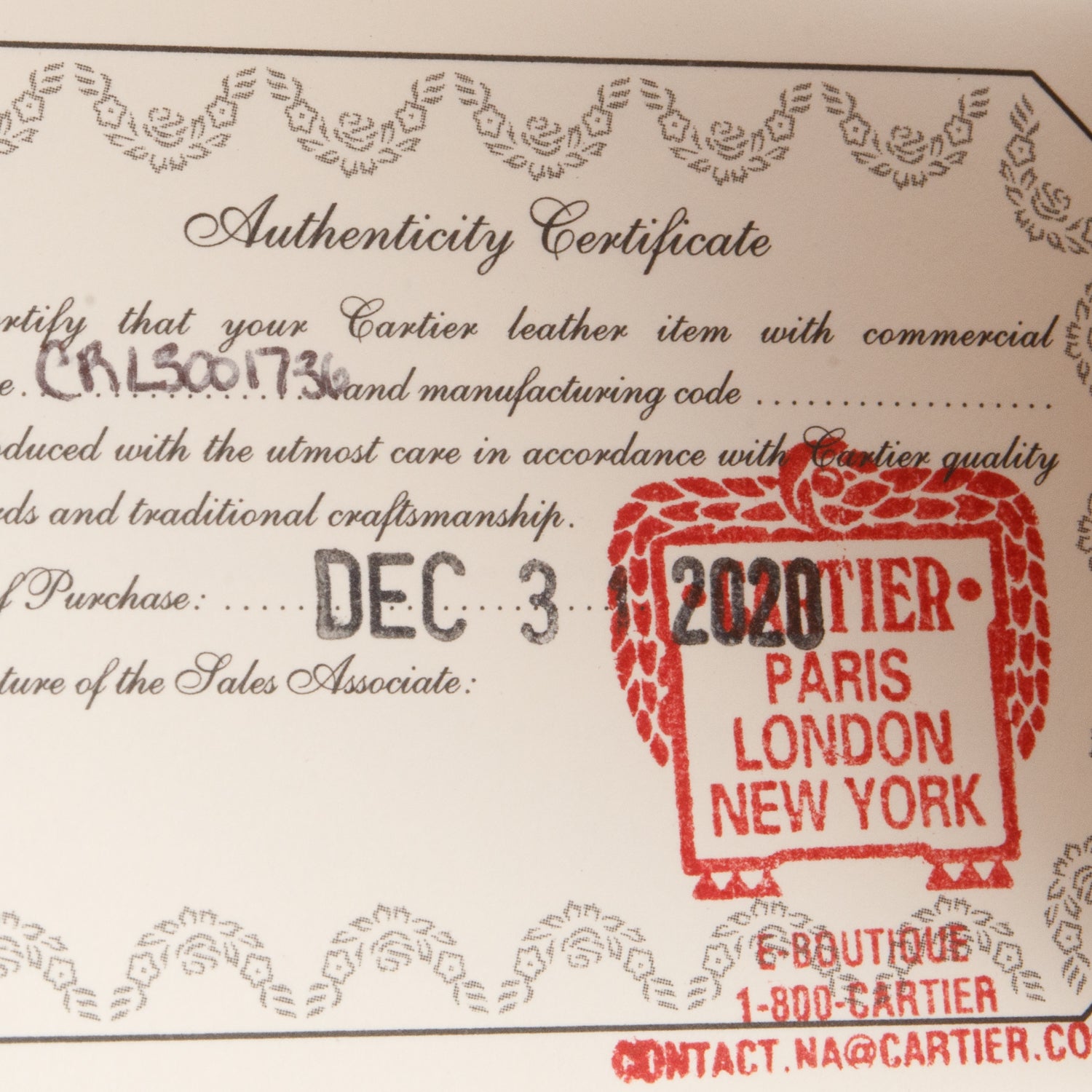 Cartier 2020 Red Leather Guirlande de Cartier Compact Wallet w/ Box & Certificate