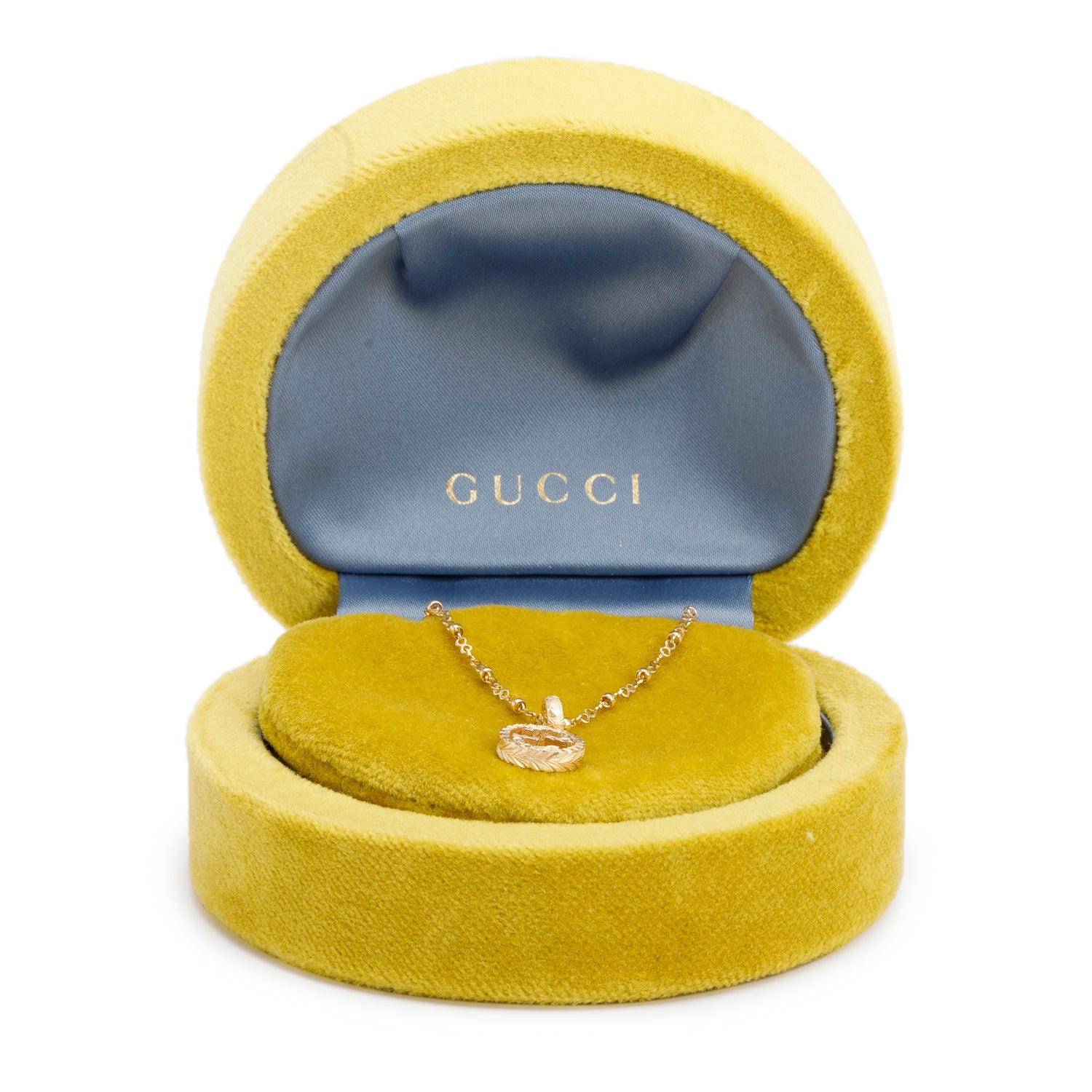 Gucci 18k Yellow Gold Interlocking G Pendant Necklace w/ Box
