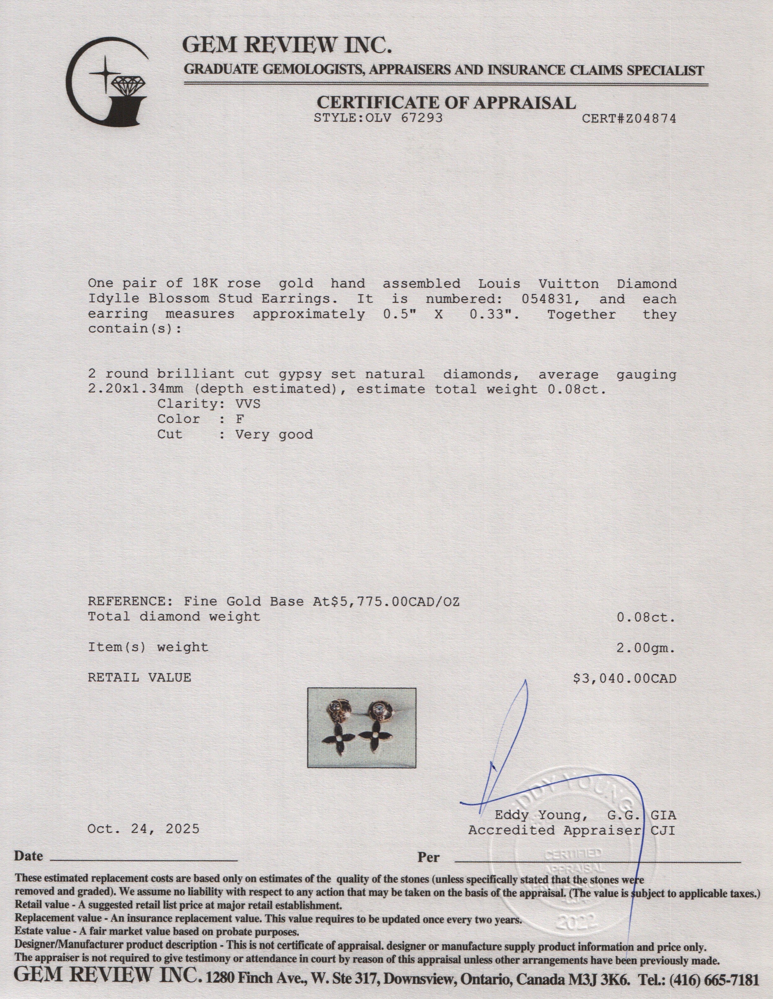 Louis Vuitton 18k Rose Gold & Diamond Idylle Blossom Stud Earrings