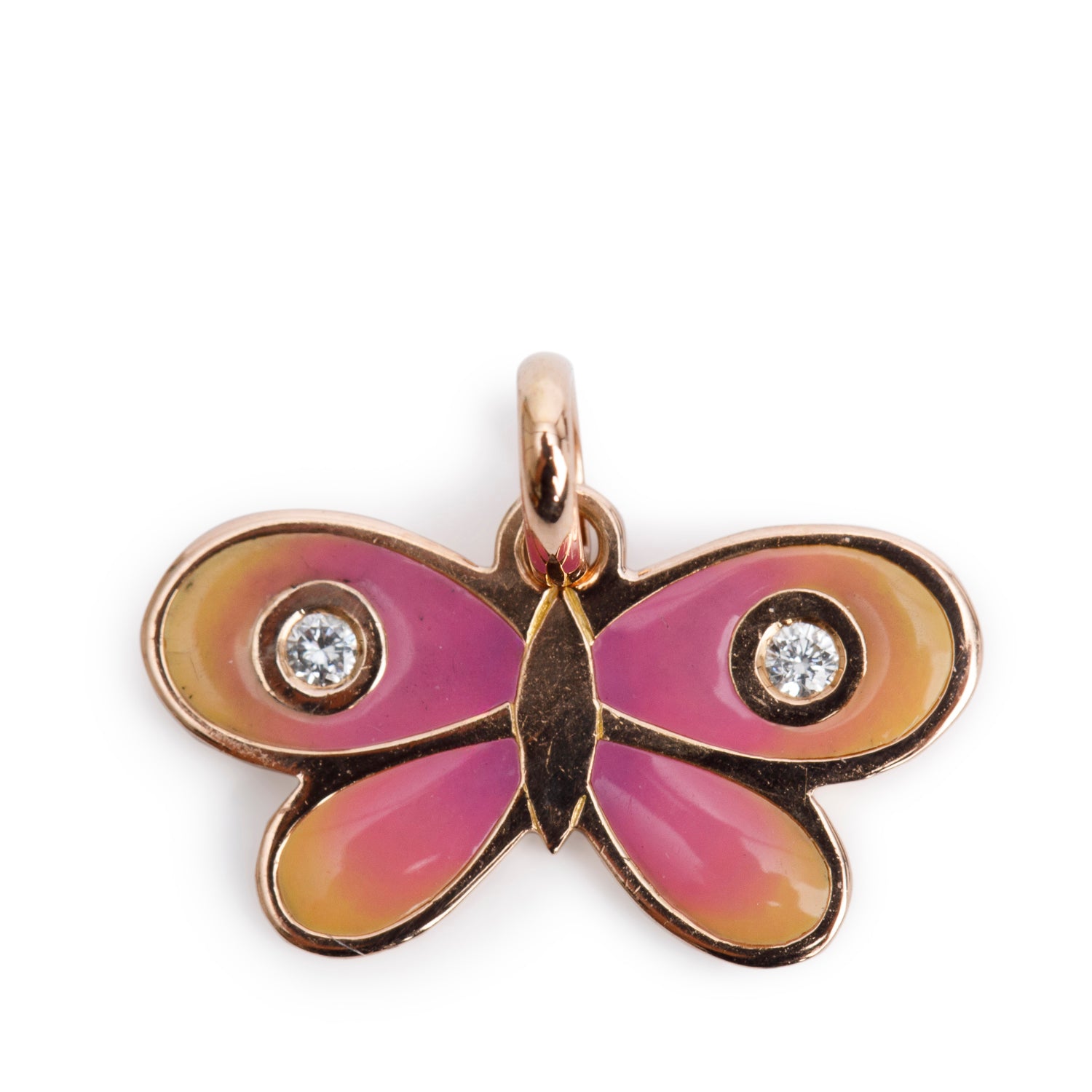 Tiffany & Co. 18k Rose Gold Diamond Enamel Butterfly Charm Pendant w/ Box