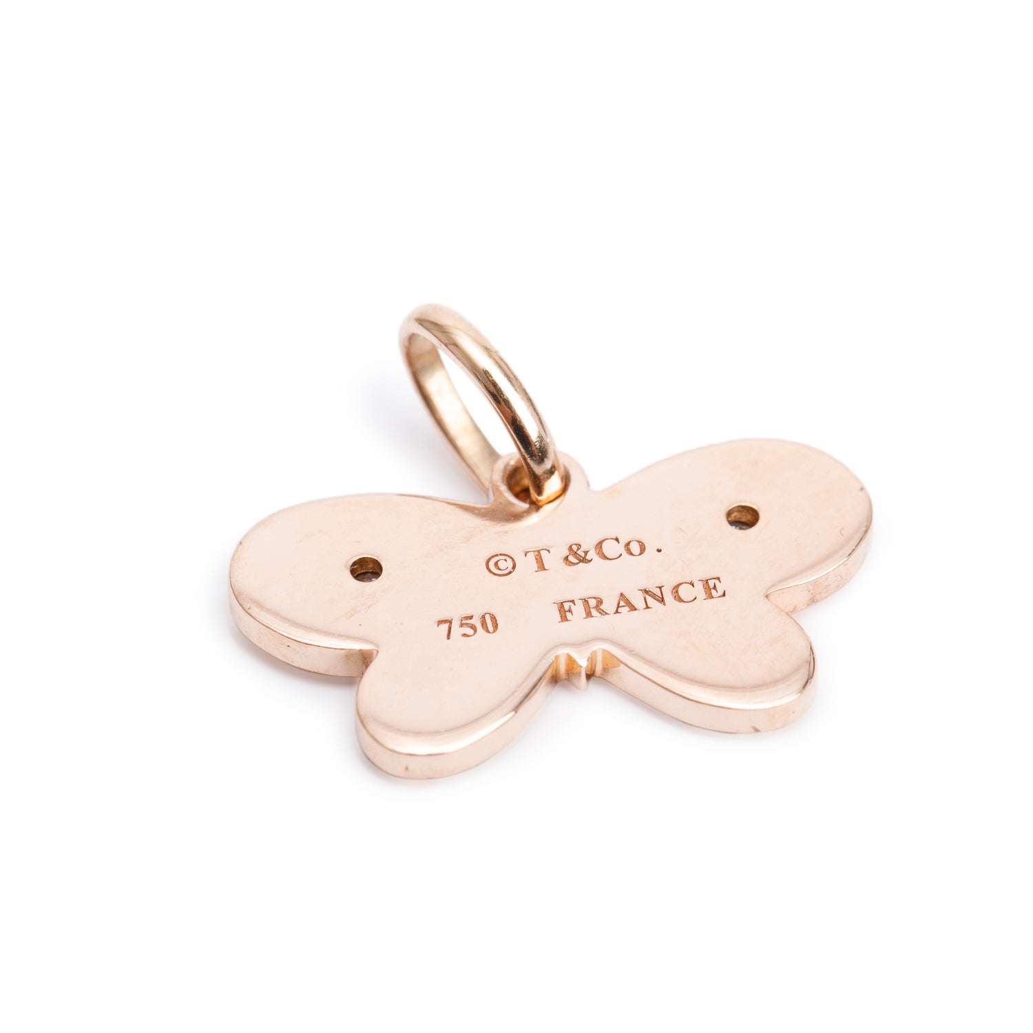Tiffany & Co. 18k Rose Gold Diamond Enamel Butterfly Charm Pendant w/ Box