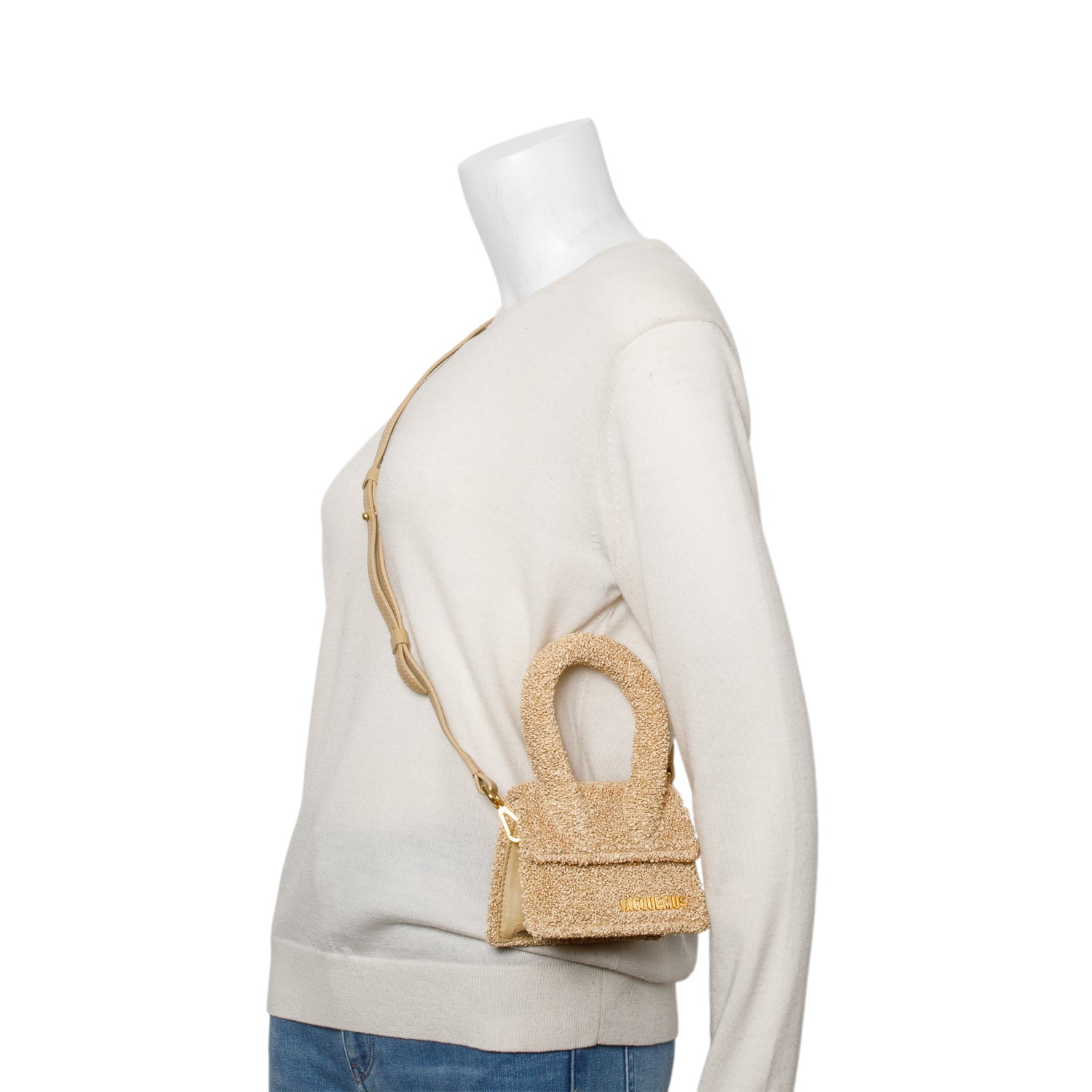 Jacquemus Brown Raffia Mini Signature Le Chiquito Handle Bag w/ Strap