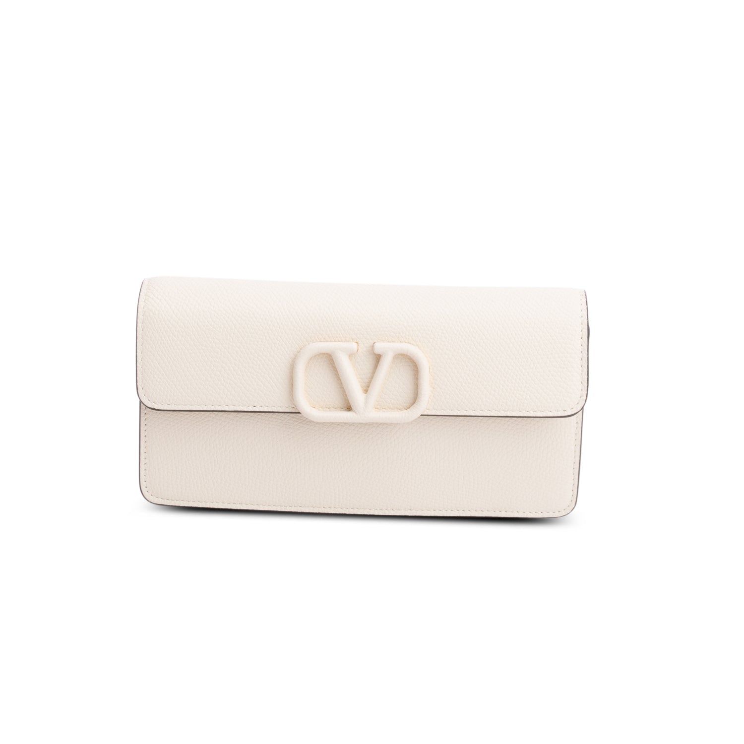 Valentino Cream VLogo Signature Wallet on Chain w/ Box