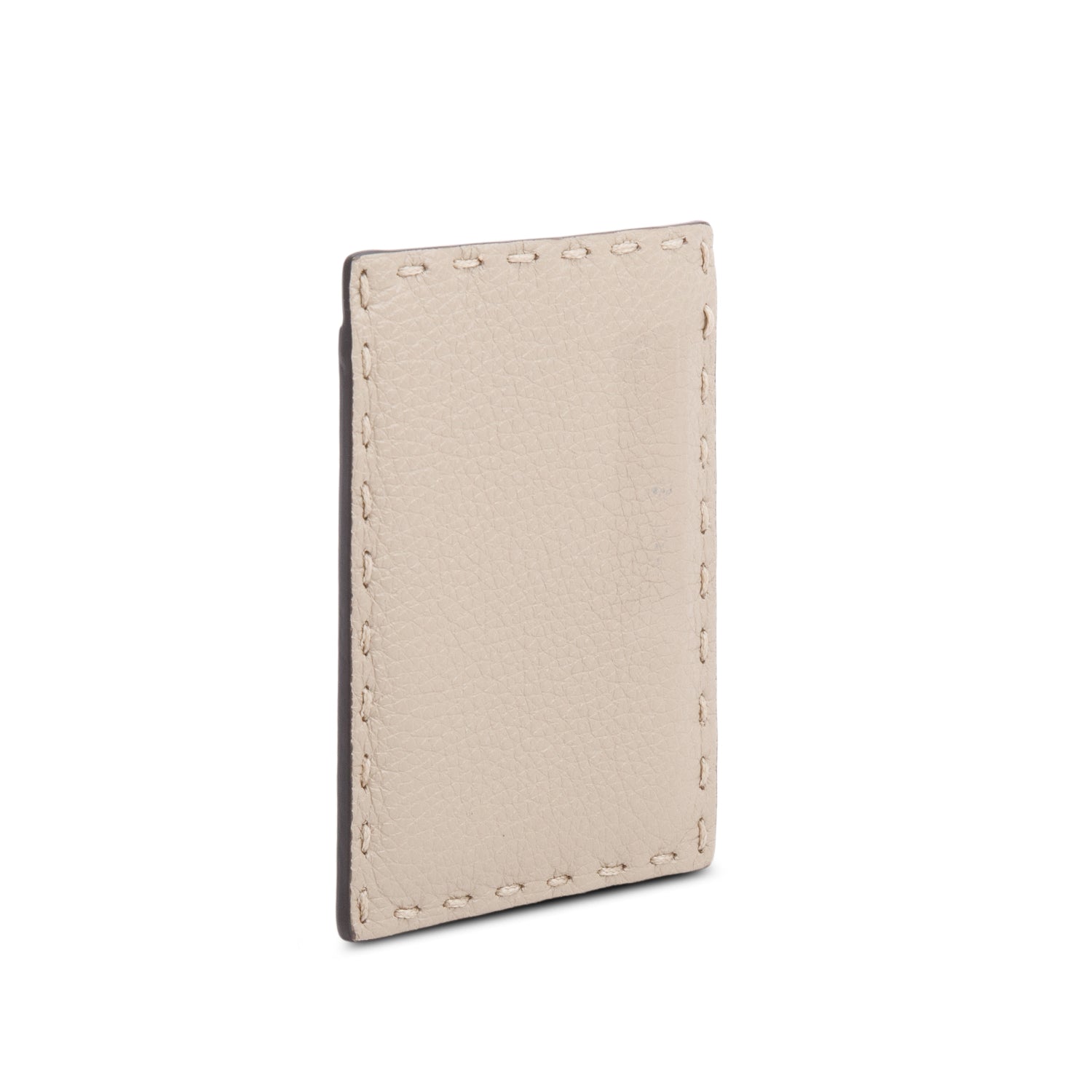 Fendi Beige Selleria Grained Leather Card Holder