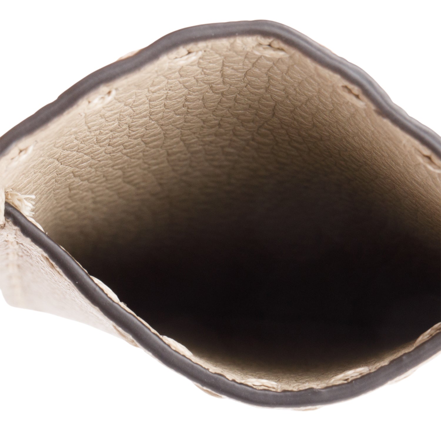 Fendi Beige Selleria Grained Leather Card Holder