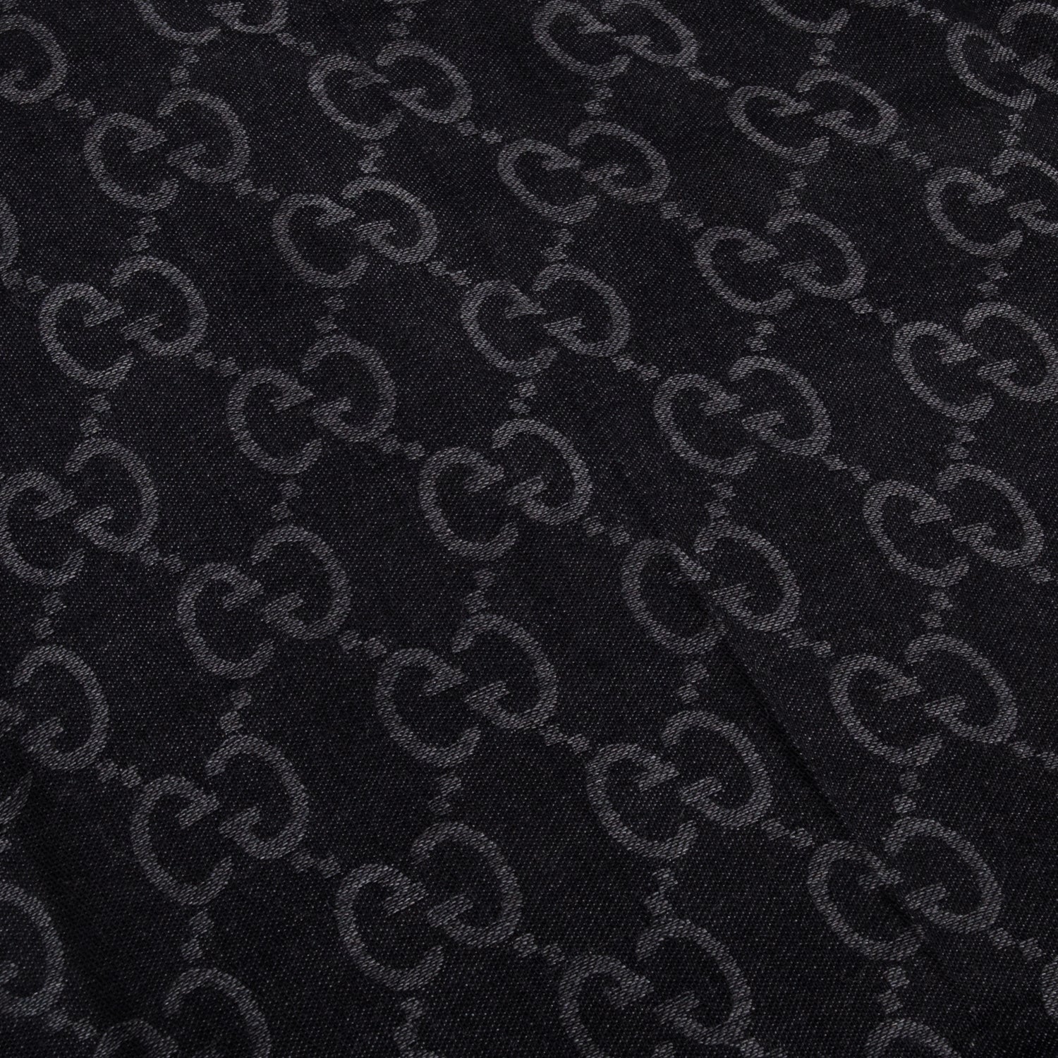 Gucci Black/Grey Wool Jacquard Monogram Reversible Scarf w/ Box
