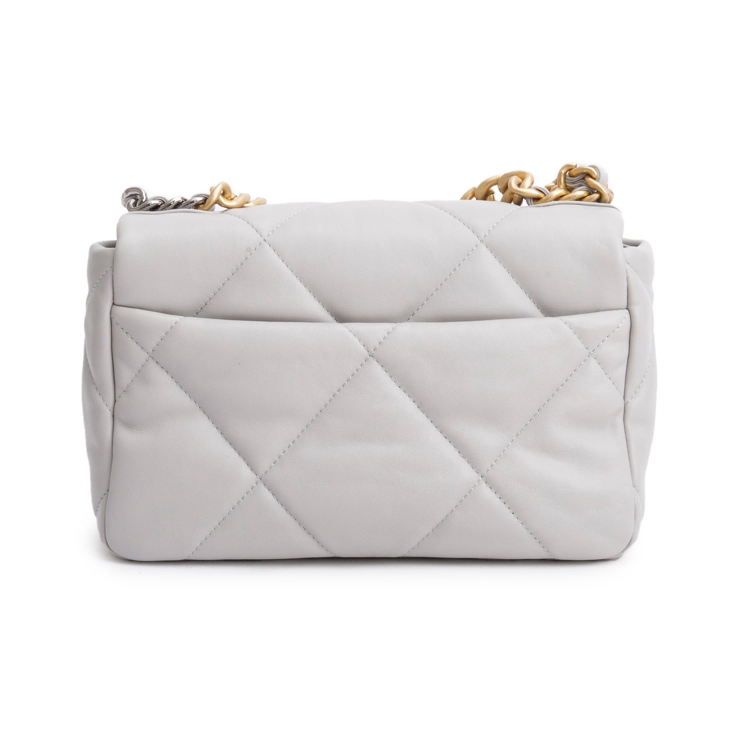 Chanel Grey Lambskin Leather Medium 19 Flap Bag w/ Box