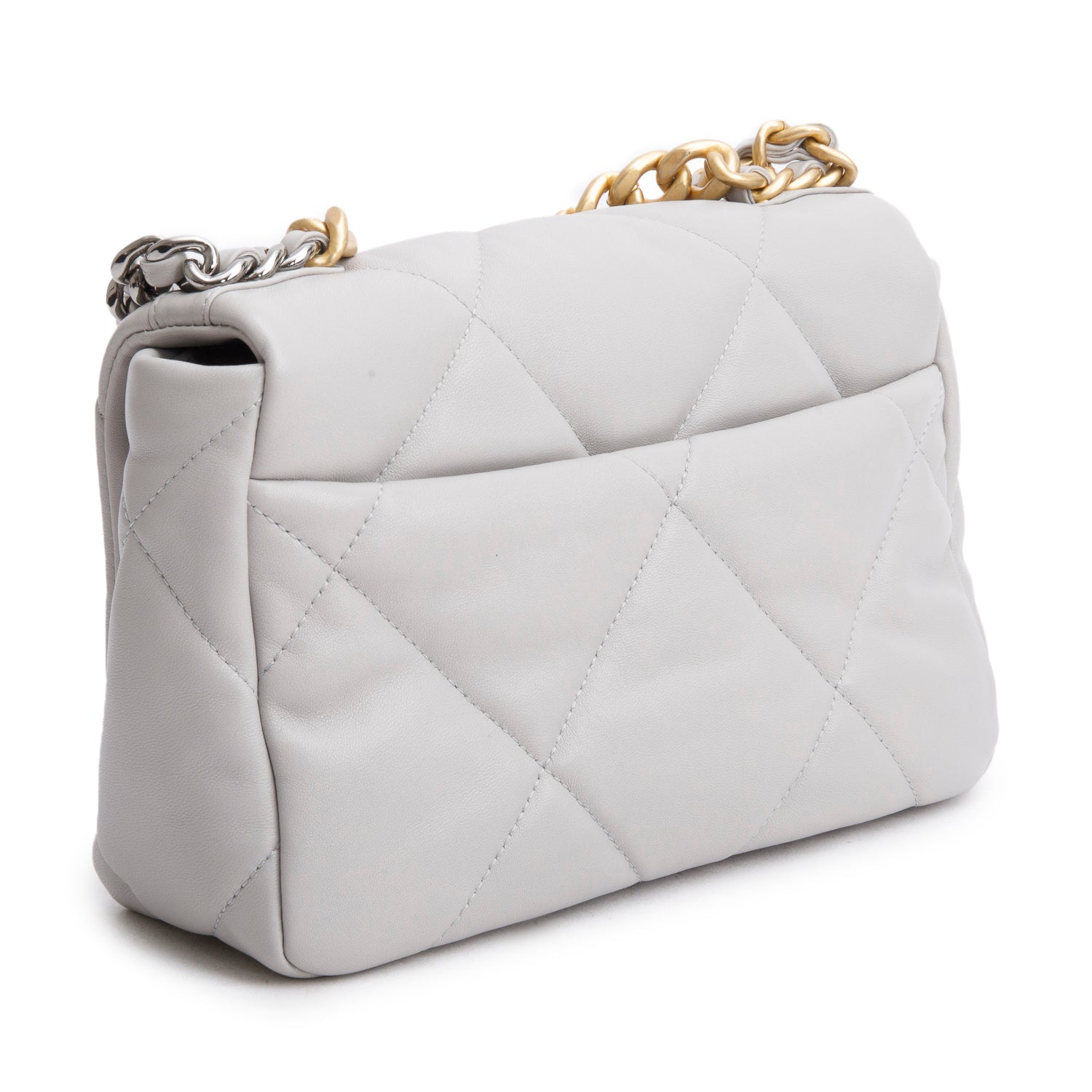 Chanel Grey Lambskin Leather Medium 19 Flap Bag w/ Box