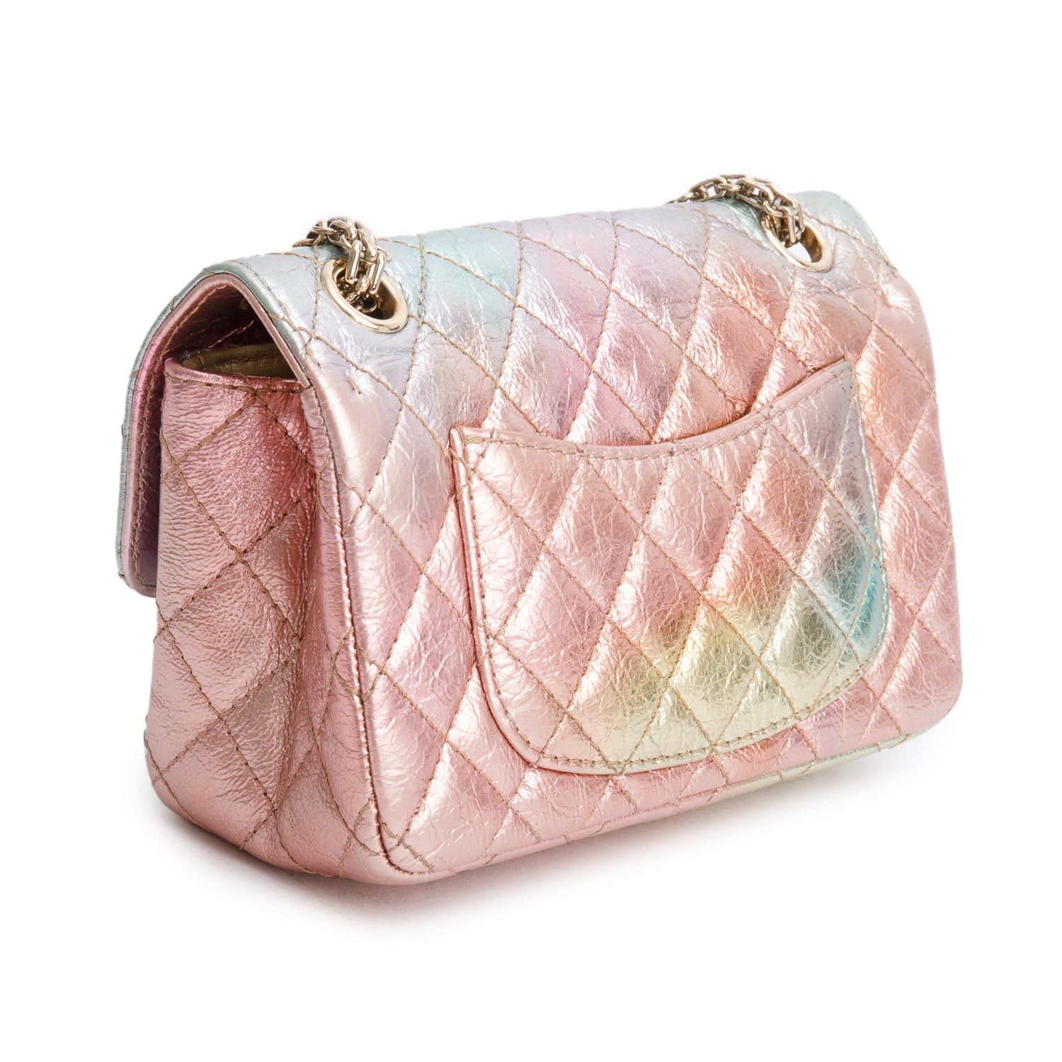 Chanel 2020 Multicolor Metallic Goatskin Quilted 2.55 Reissue Mini Flap w/ Box & Authenticity Card