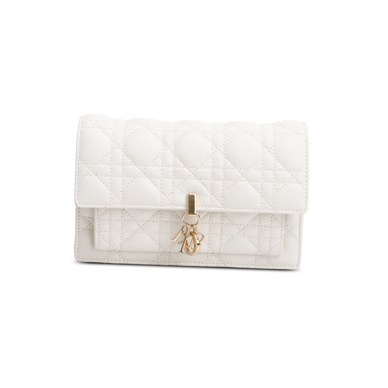Christian Dior 2022 White Lambskin Cannage My Dior Daily Chain Pouch