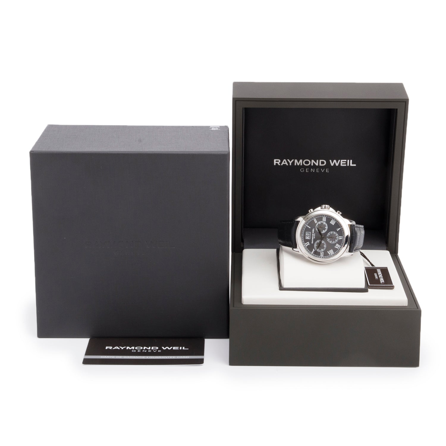Raymond Weil Stainless Steel Tradition 39 MM Chronograph Quartz Watch Grey Dial 4476 w/ Box & Papers