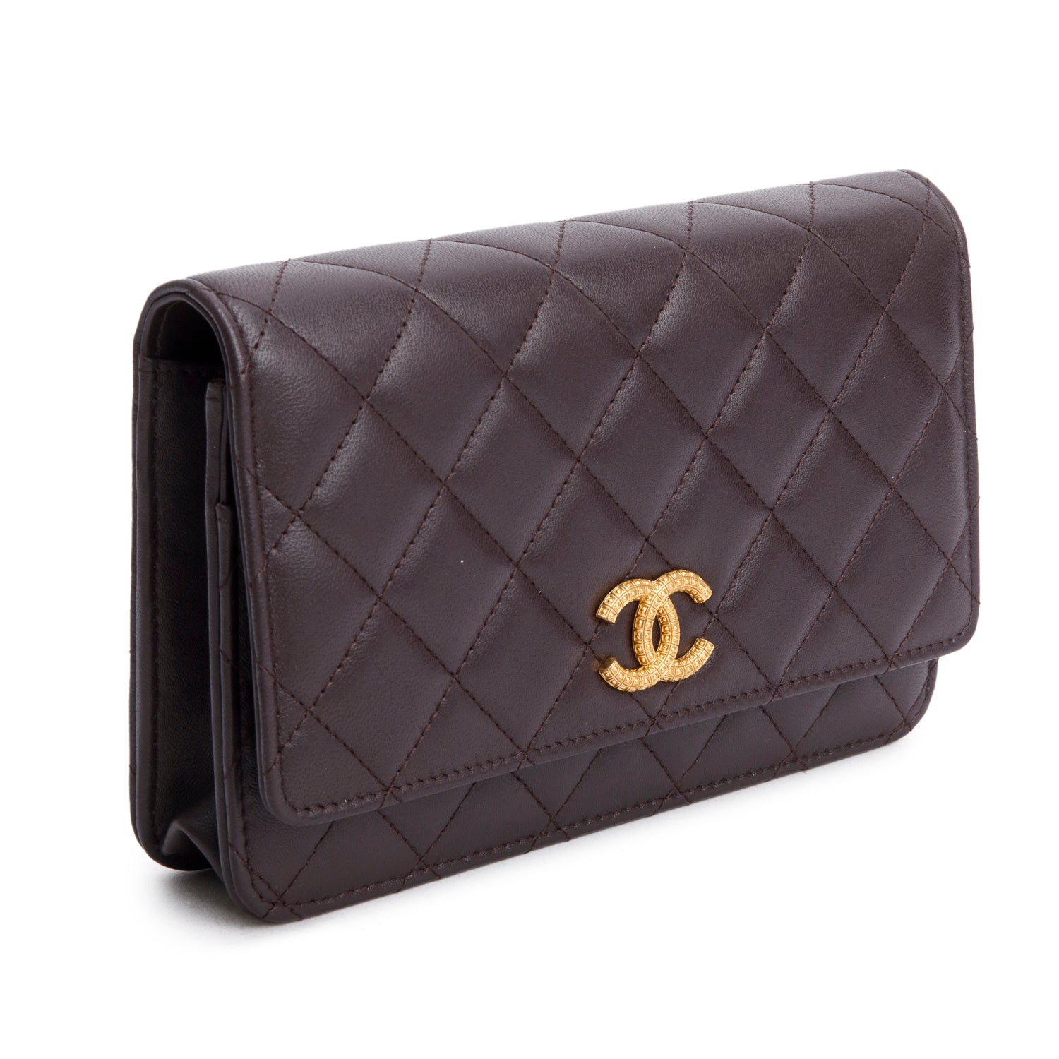 Chanel Burgundy Lambskin Quilted CC Logo Wallet on Chain