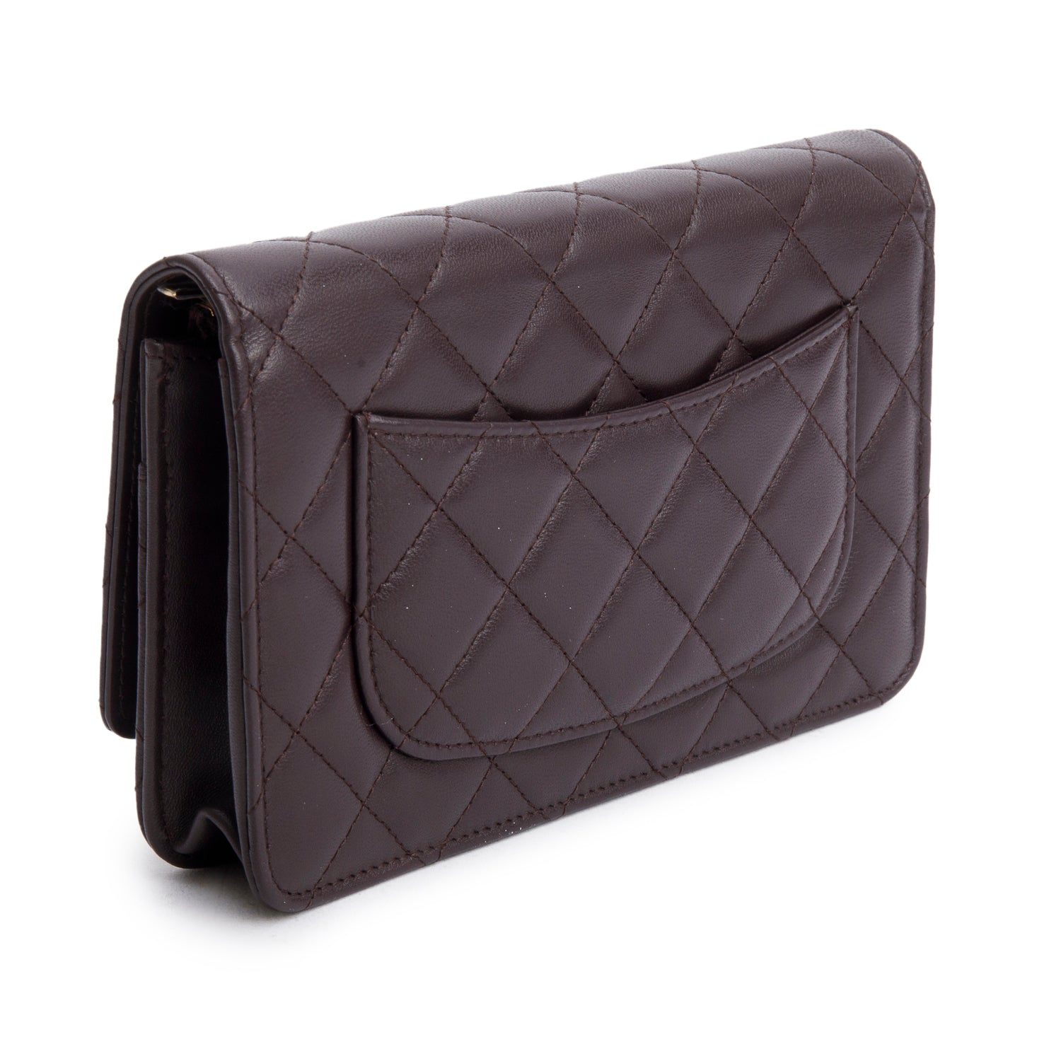 Chanel Burgundy Lambskin Quilted CC Logo Wallet on Chain