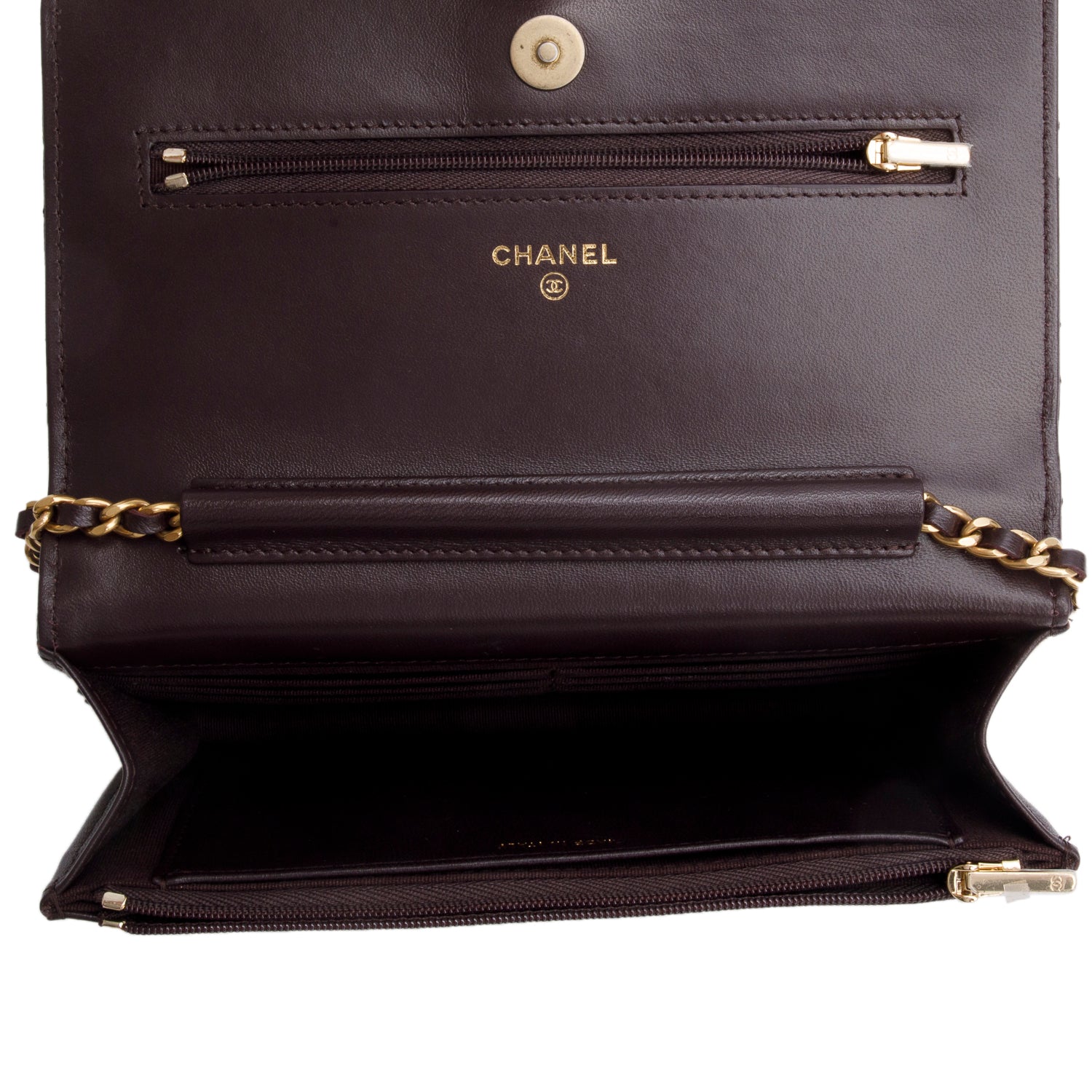 Chanel Burgundy Lambskin Quilted CC Logo Wallet on Chain