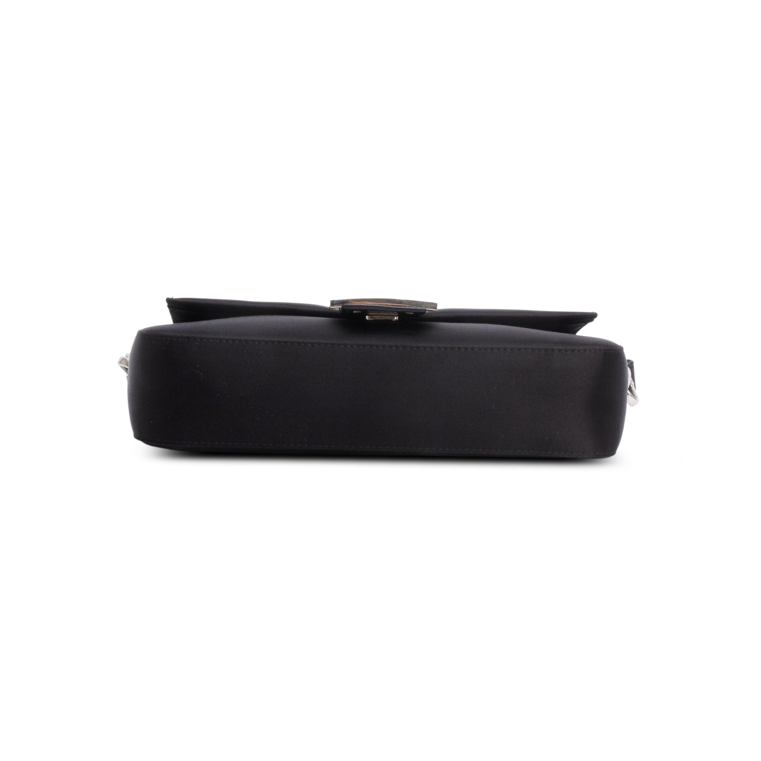 Fendi Black Satin Crystal Baguette