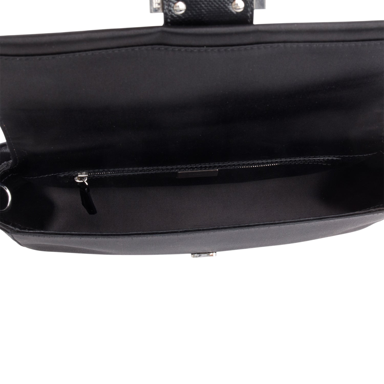Fendi Black Satin Crystal Baguette