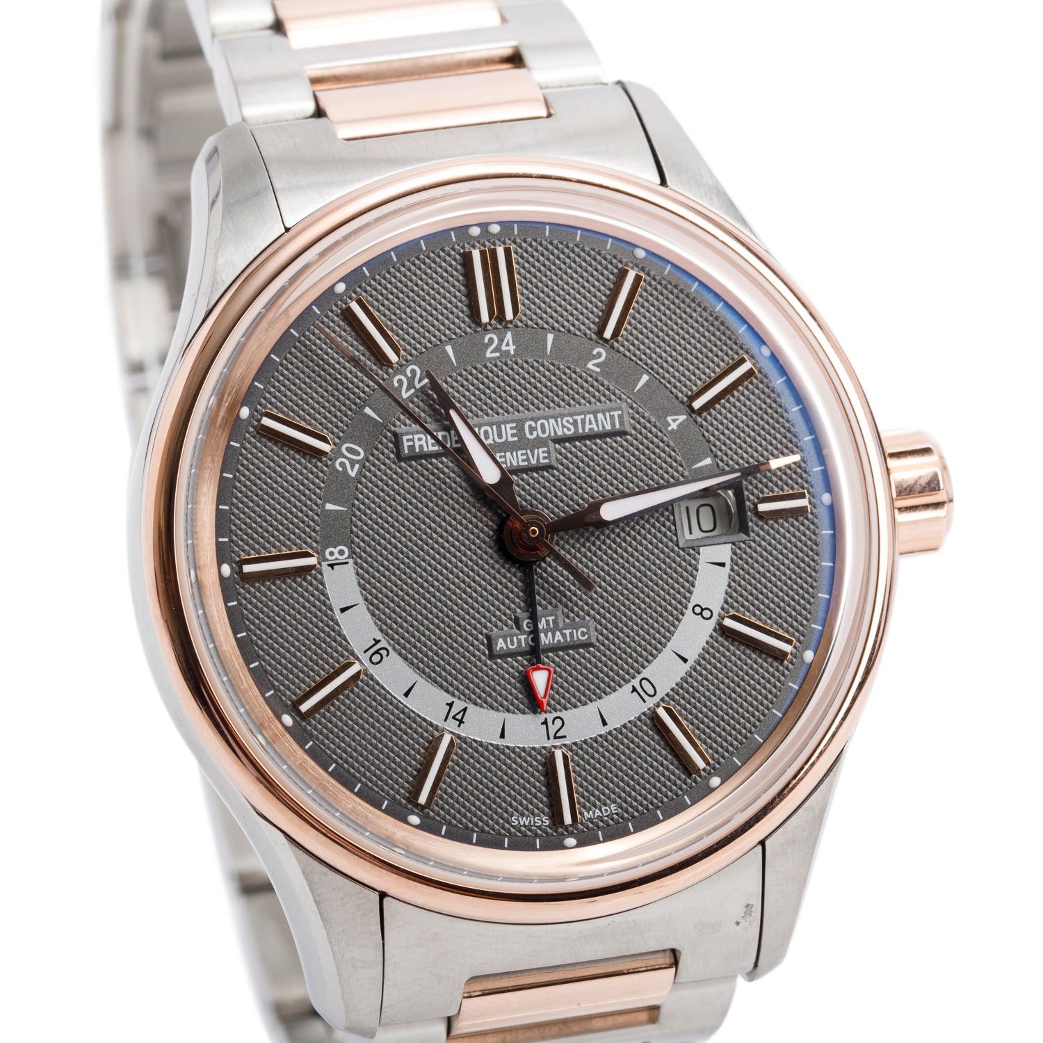 Frederique Constant 2023 Rose Gold PVD & Stainless Steel Yacht Timer GMT 42 MM Automatic Watch Grey Dial w/ Box & Papers