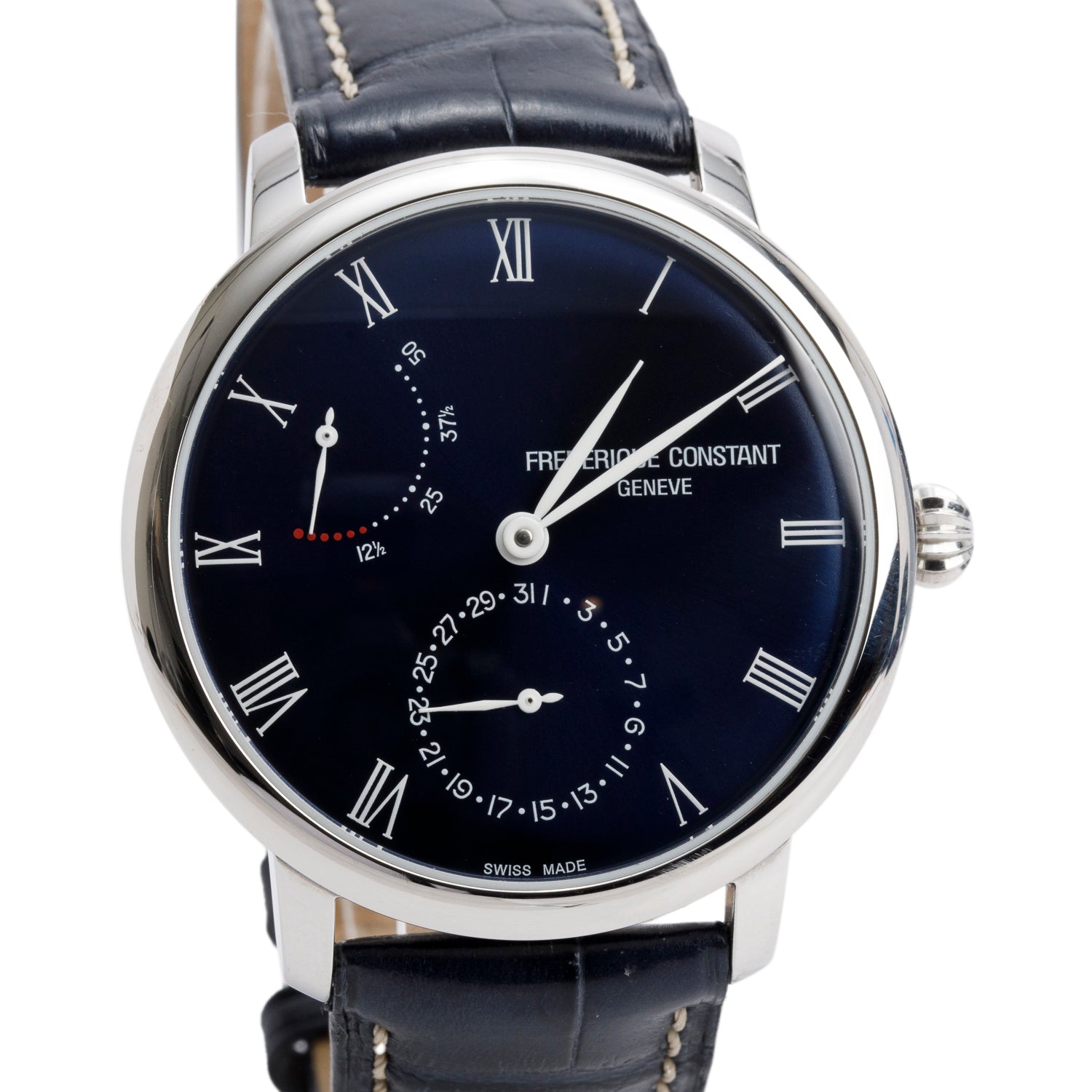 Frederique Constant 2024 Stainless Steel Slimline Power Reserve 40 MM Automatic Watch Blue Dial w/ Box & Papers