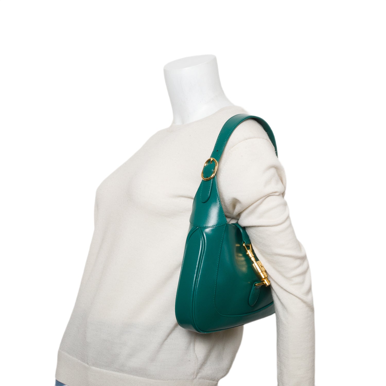 Gucci Green Ancora Leather Medium Jackie 1961 Hobo Bag w/ Strap
