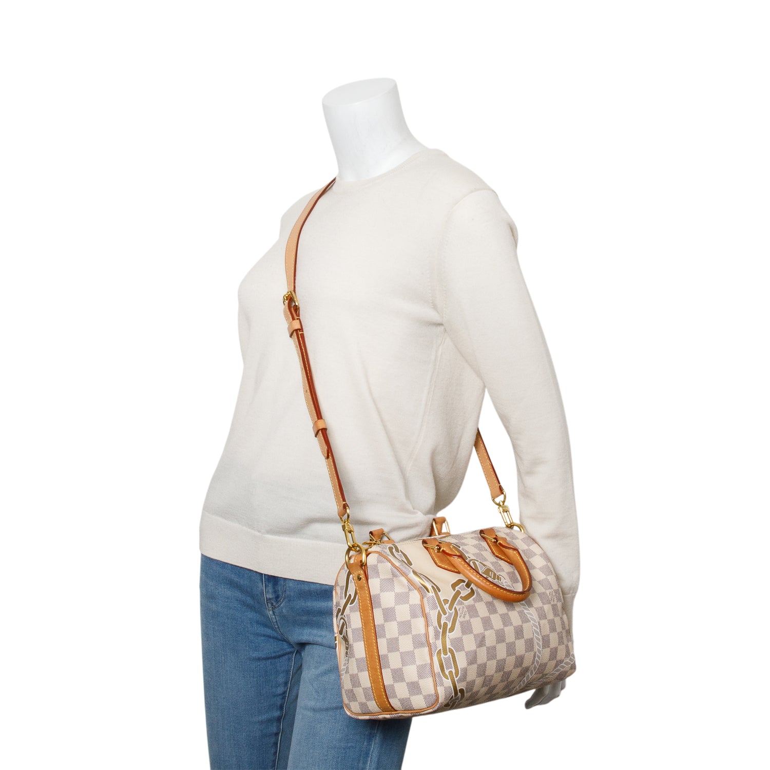 Louis Vuitton Nautical Damier Azur Speedy Bandouliere 25 w/ Strap