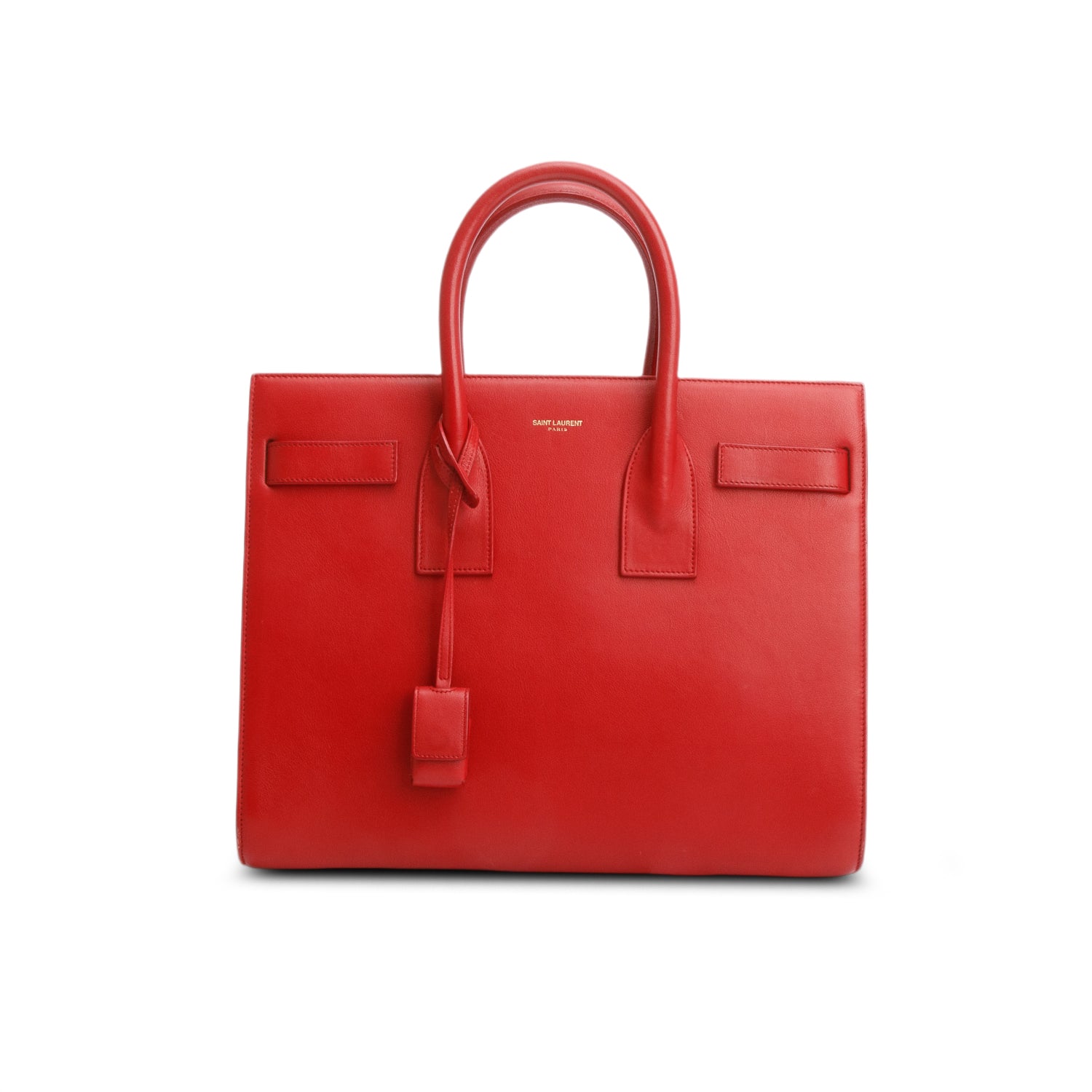 Saint Laurent Red Calfskin Leather Small Sac de Jour w/ Strap