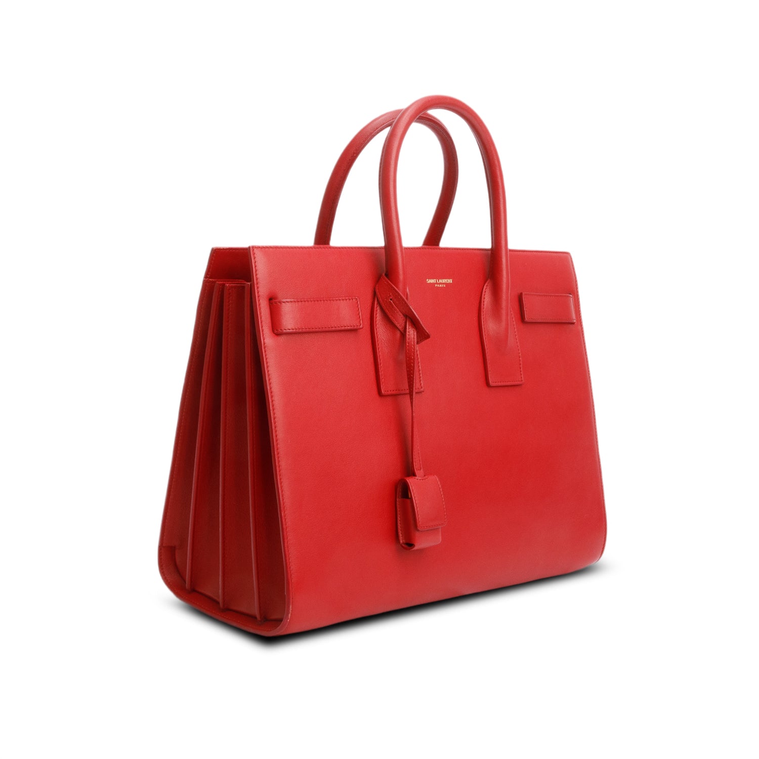 Saint Laurent Red Calfskin Leather Small Sac de Jour w/ Strap