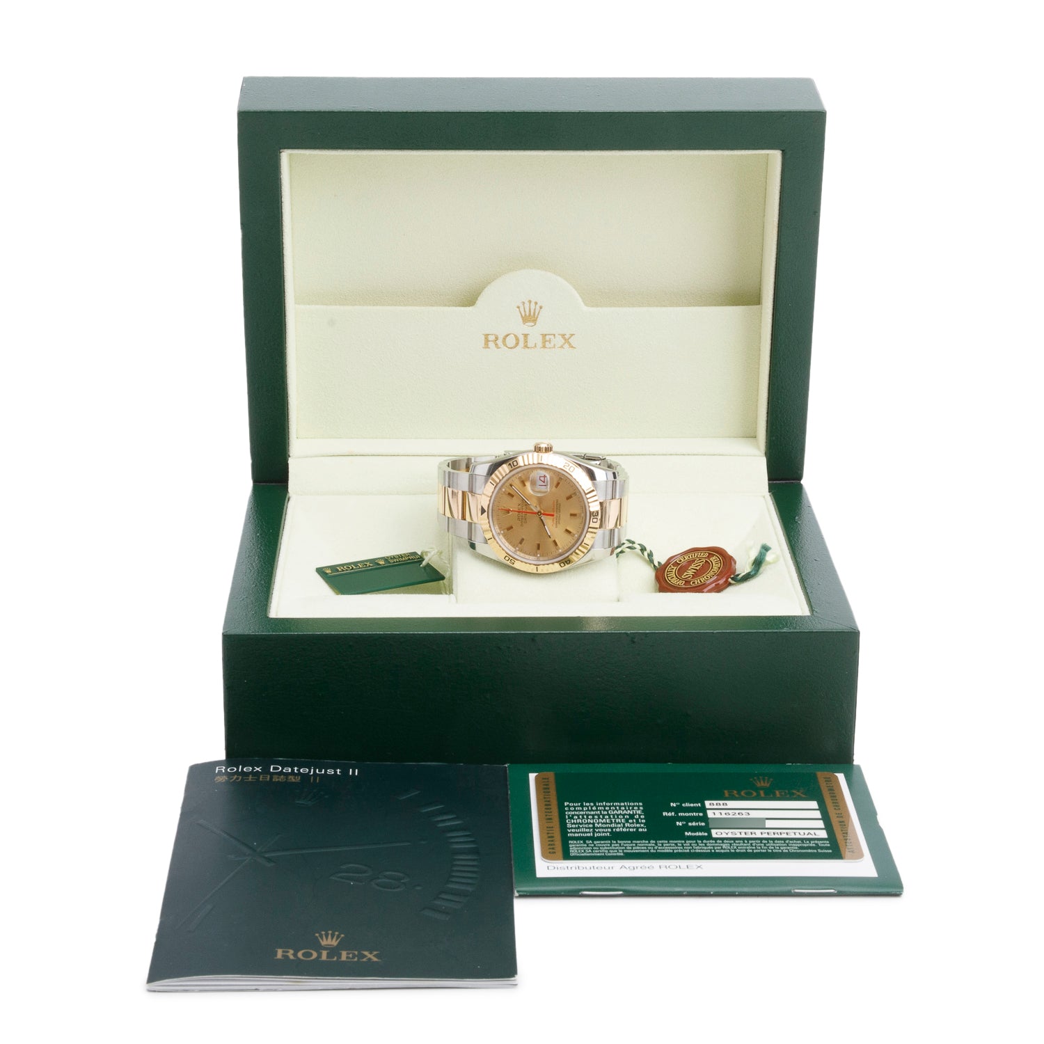 Rolex Stainless Steel & 18k Yellow Gold Datejust Turn-O-Graph 36 MM Automatic Watch Gold Dial 116263 w/ Box & Papers