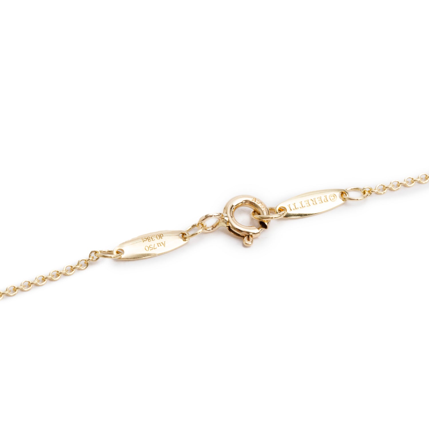 Tiffany & Co. 2023 Elsa Peretti 18k Yellow Gold Diamond 12 MM Bean Pendant Necklace w/ Box & Receipt