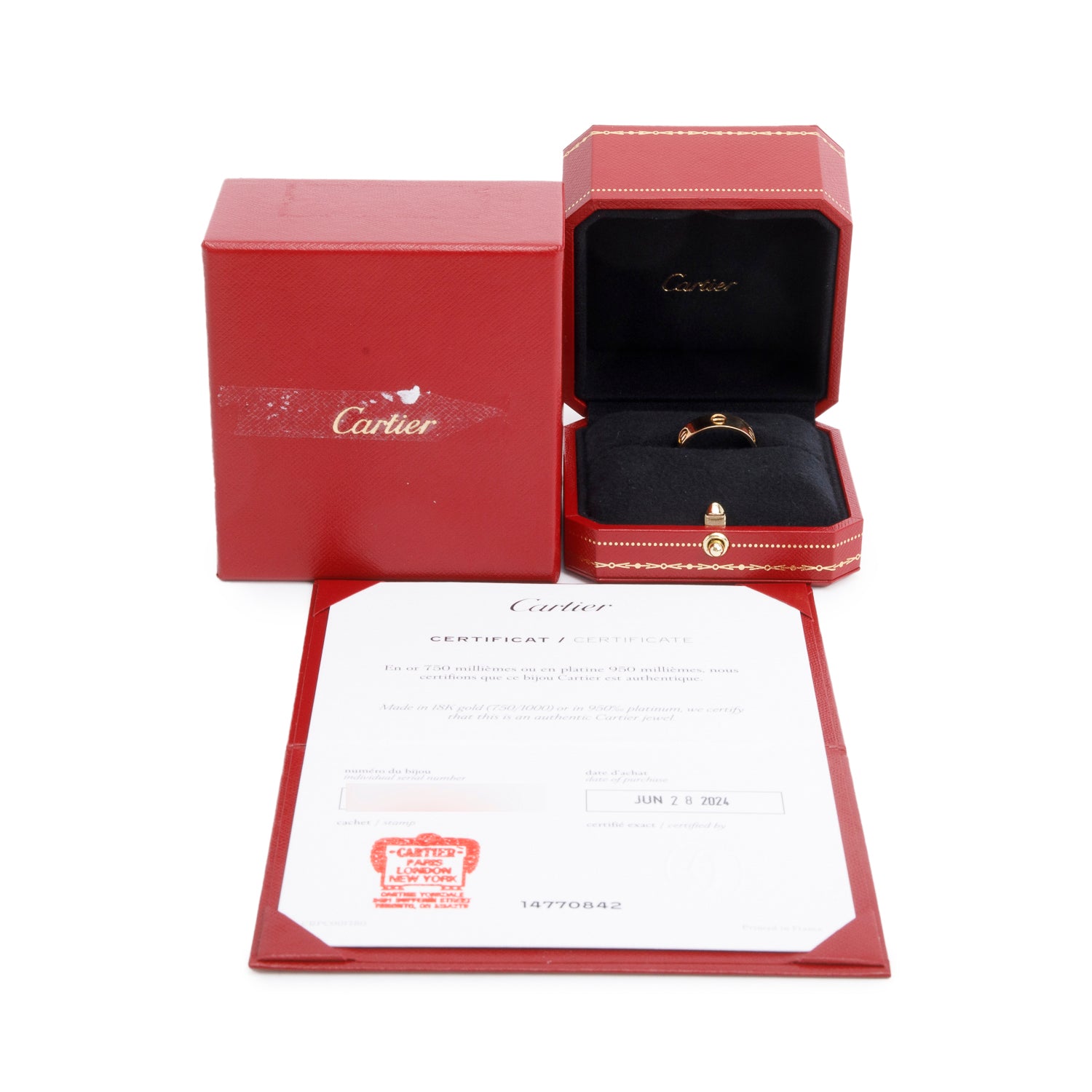 Cartier 2024 18k Yellow Gold 5.5 MM Love Ring, Classic Model, Size 57 8 w/ Box & Certificate