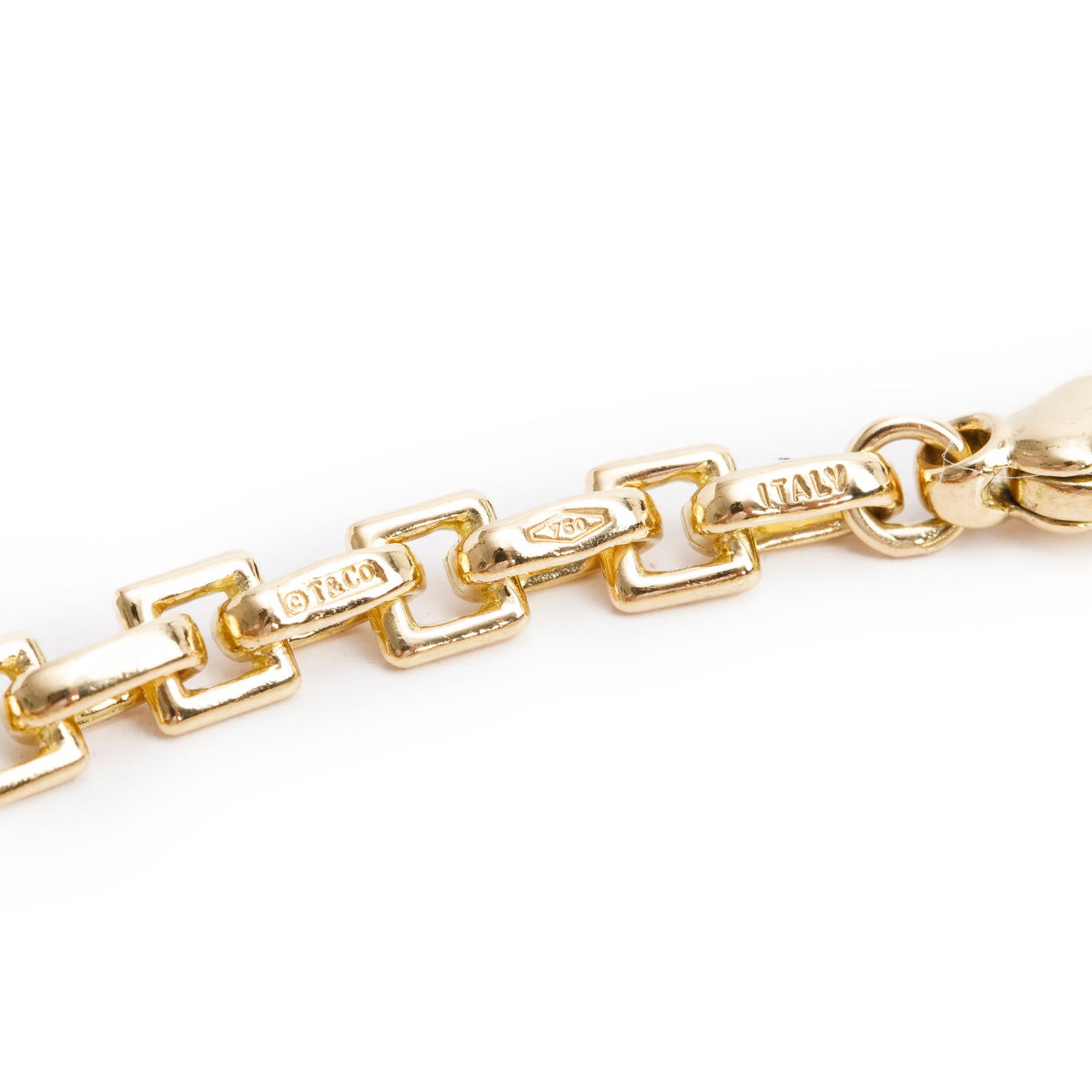 Tiffany & Co. Vintage 18k Yellow Gold Square Link Bracelet w/ Box