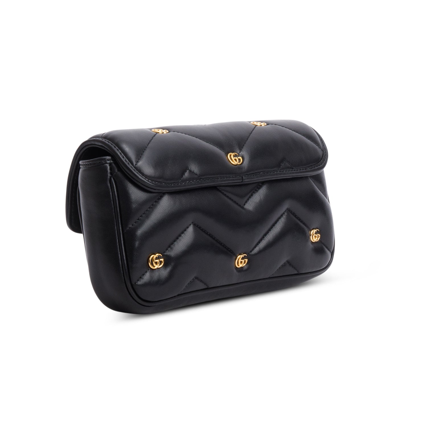 Gucci Black Calfskin Matelasse GG Marmont Shoulder Bag w/ Box & Card Holder