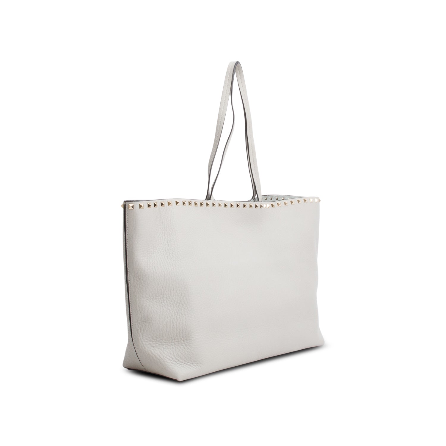 Valentino Grey Grained Calfskin Large Rockstud Tote