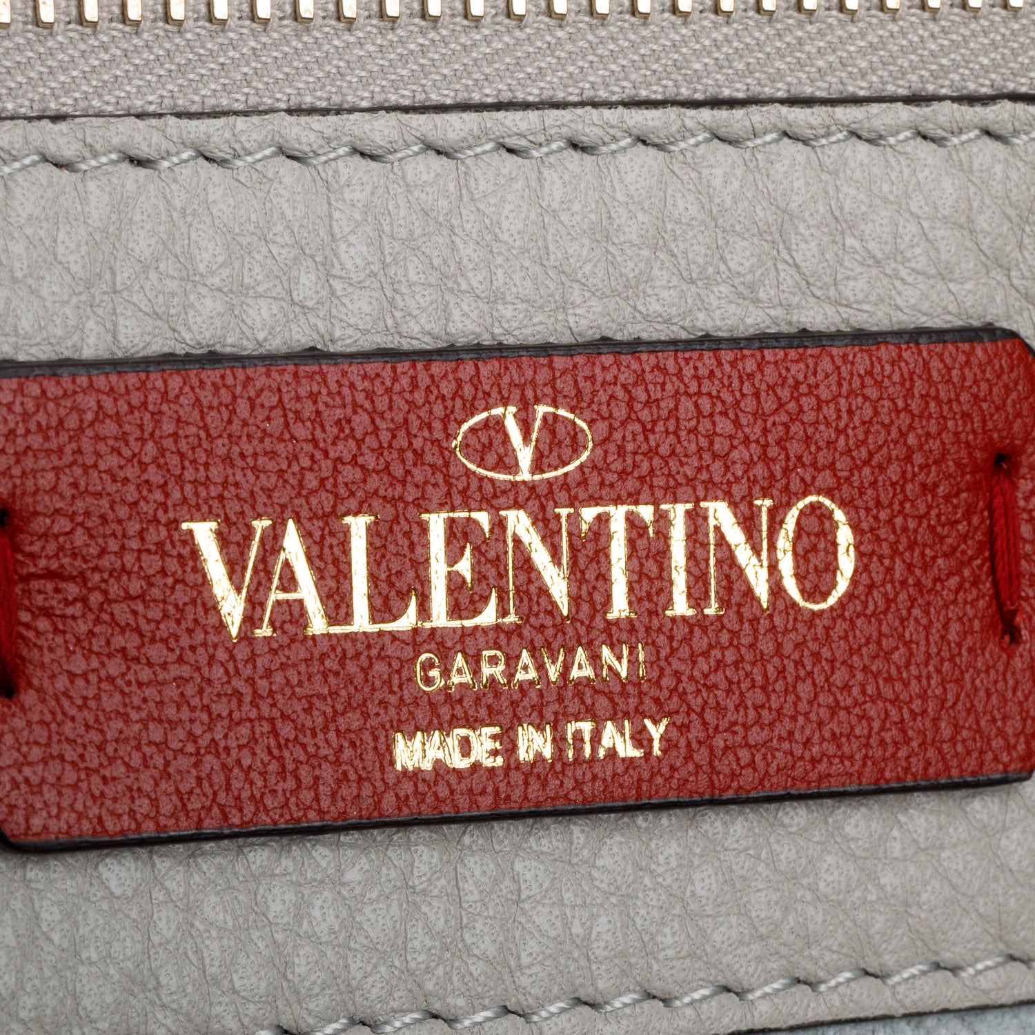 Valentino Grey Grained Calfskin Large Rockstud Tote