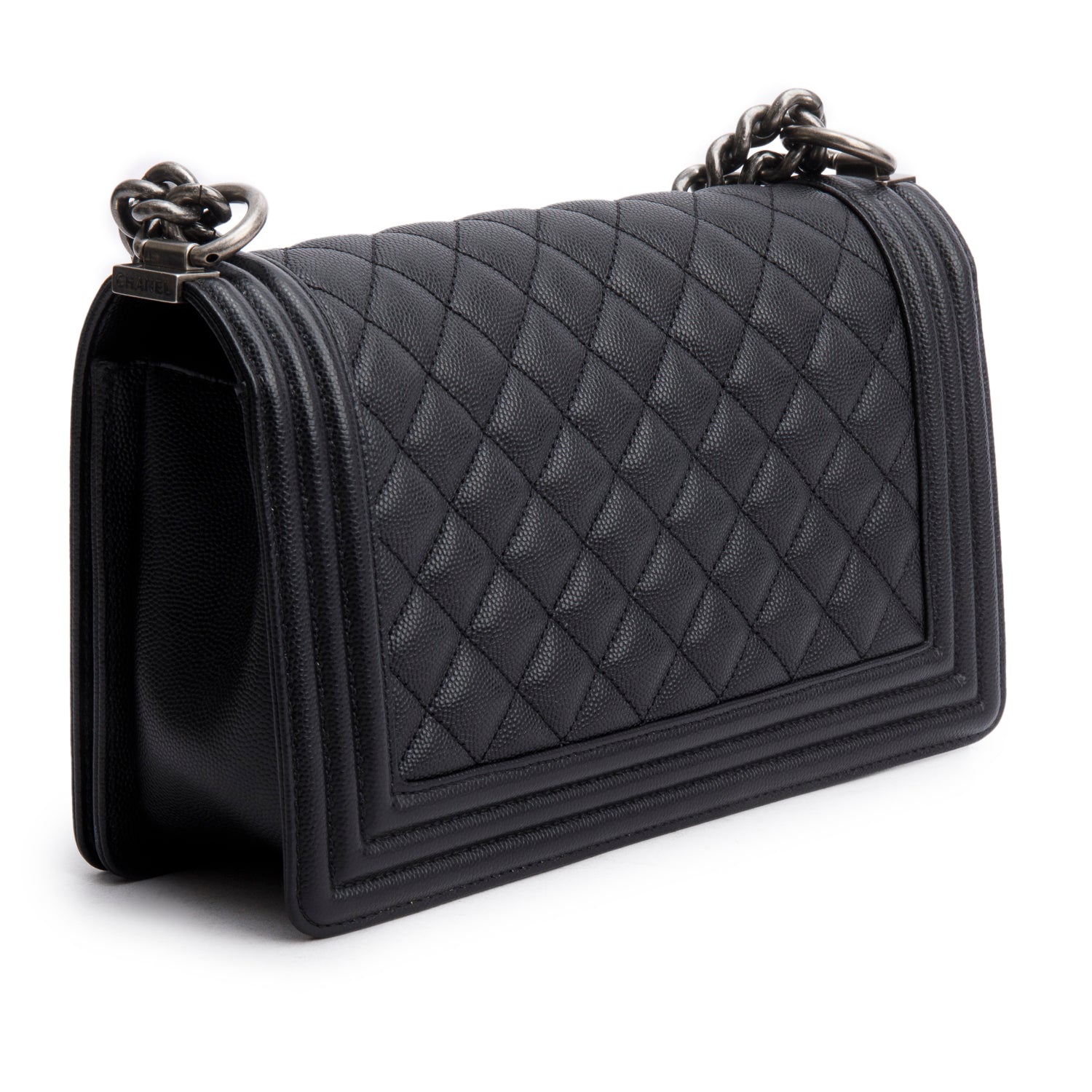 Chanel 2023 Black Caviar Quilted Medium Boy Flap Bag w/ Box & Receipt