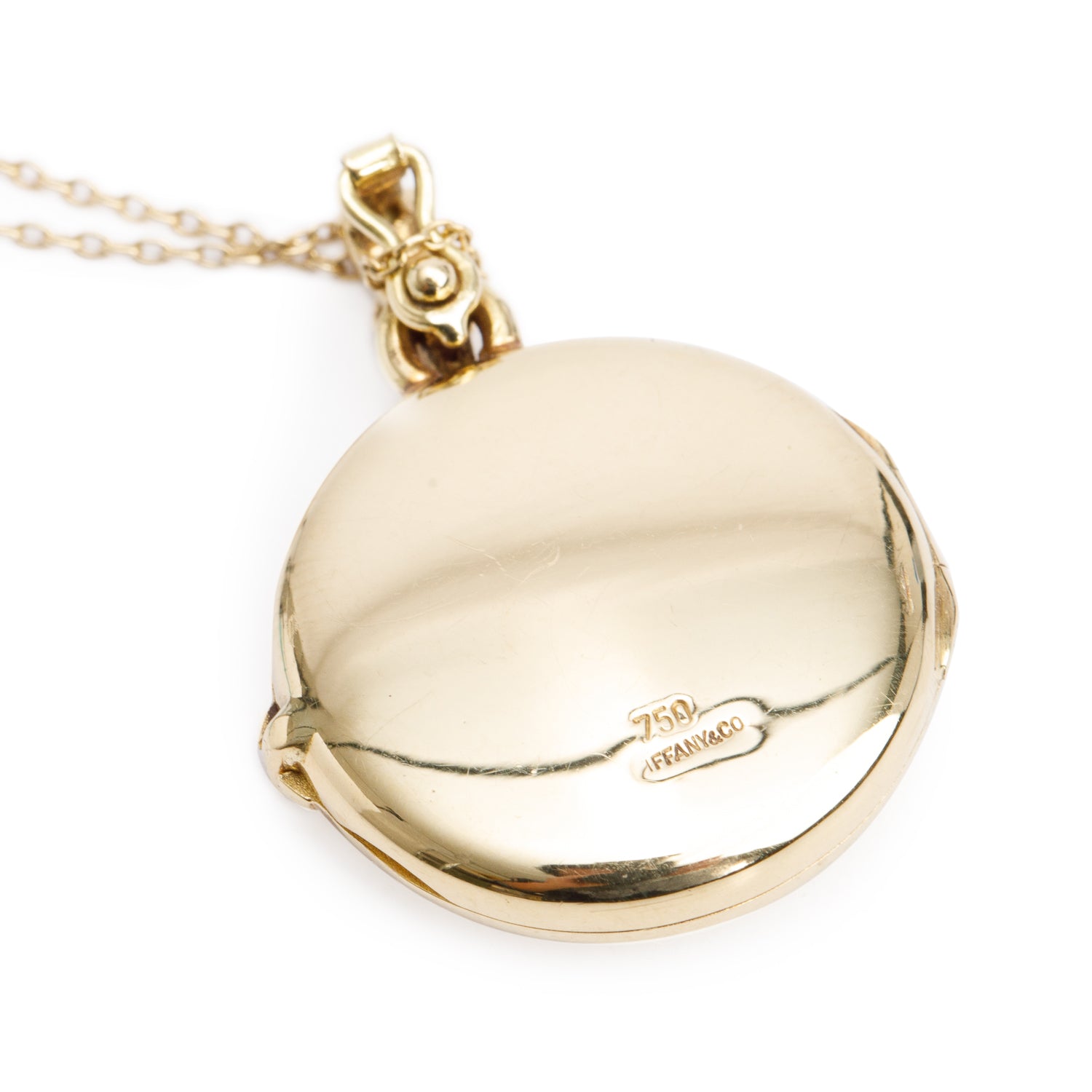 Tiffany & Co. Vintage 18k Yellow Gold Locket Pendant Necklace w/ Box