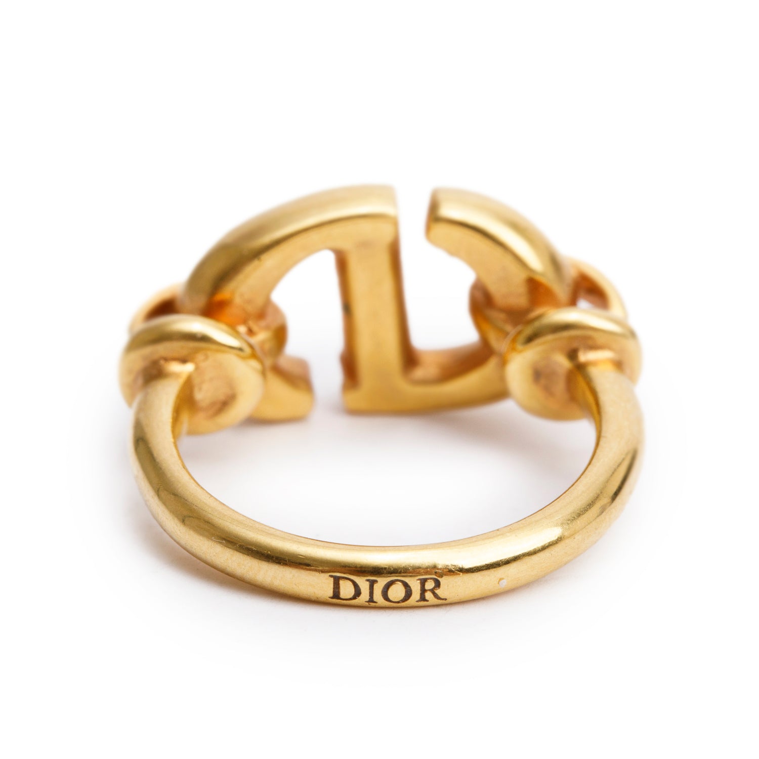 Christian Dior Gold Plated D Ring, Size 6.5