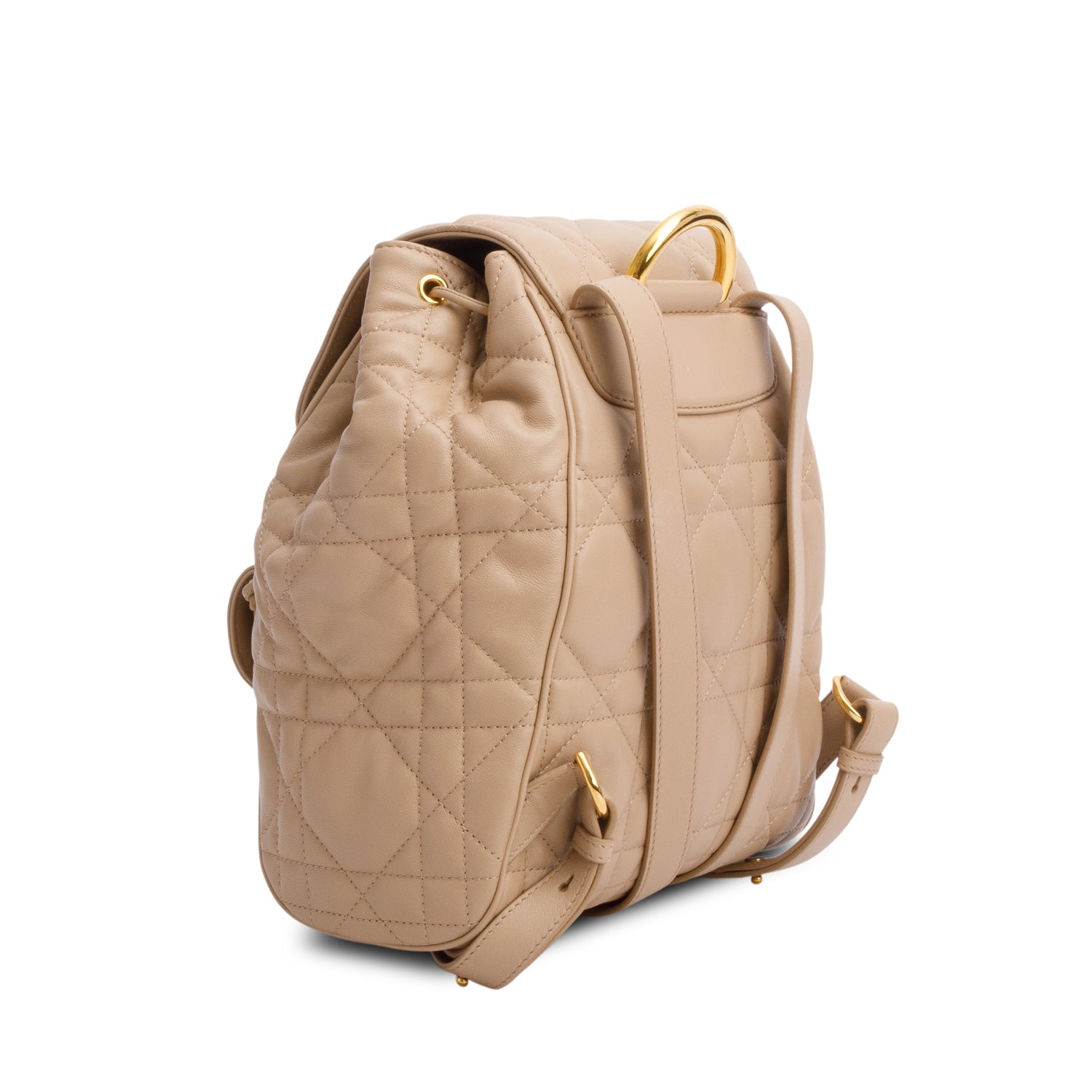 Chrisitan Dior 2024 Beige Lambskin Macrocannage Medium Caro Backpack w/ Box