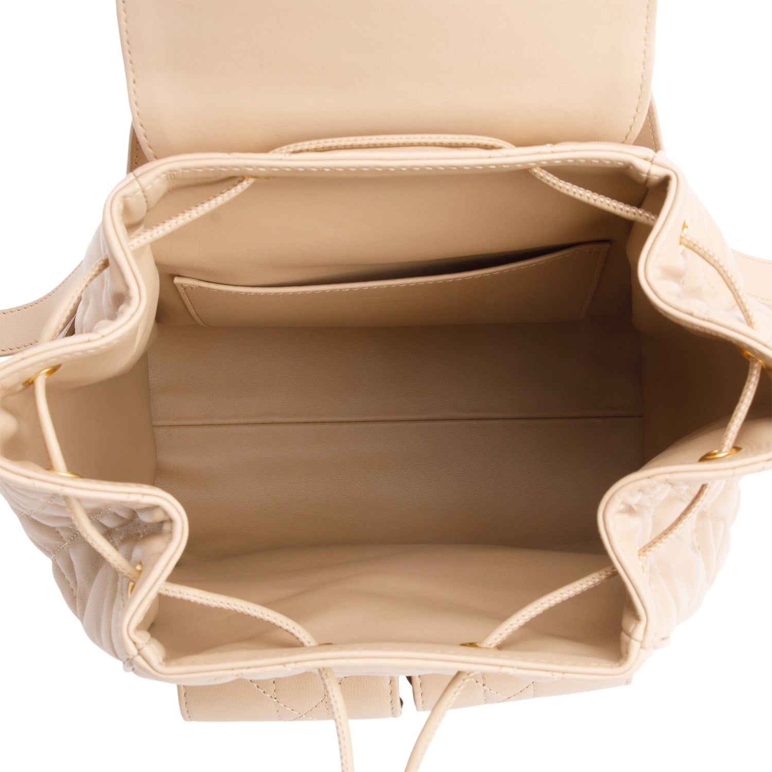 Chrisitan Dior 2024 Beige Lambskin Macrocannage Medium Caro Backpack w/ Box