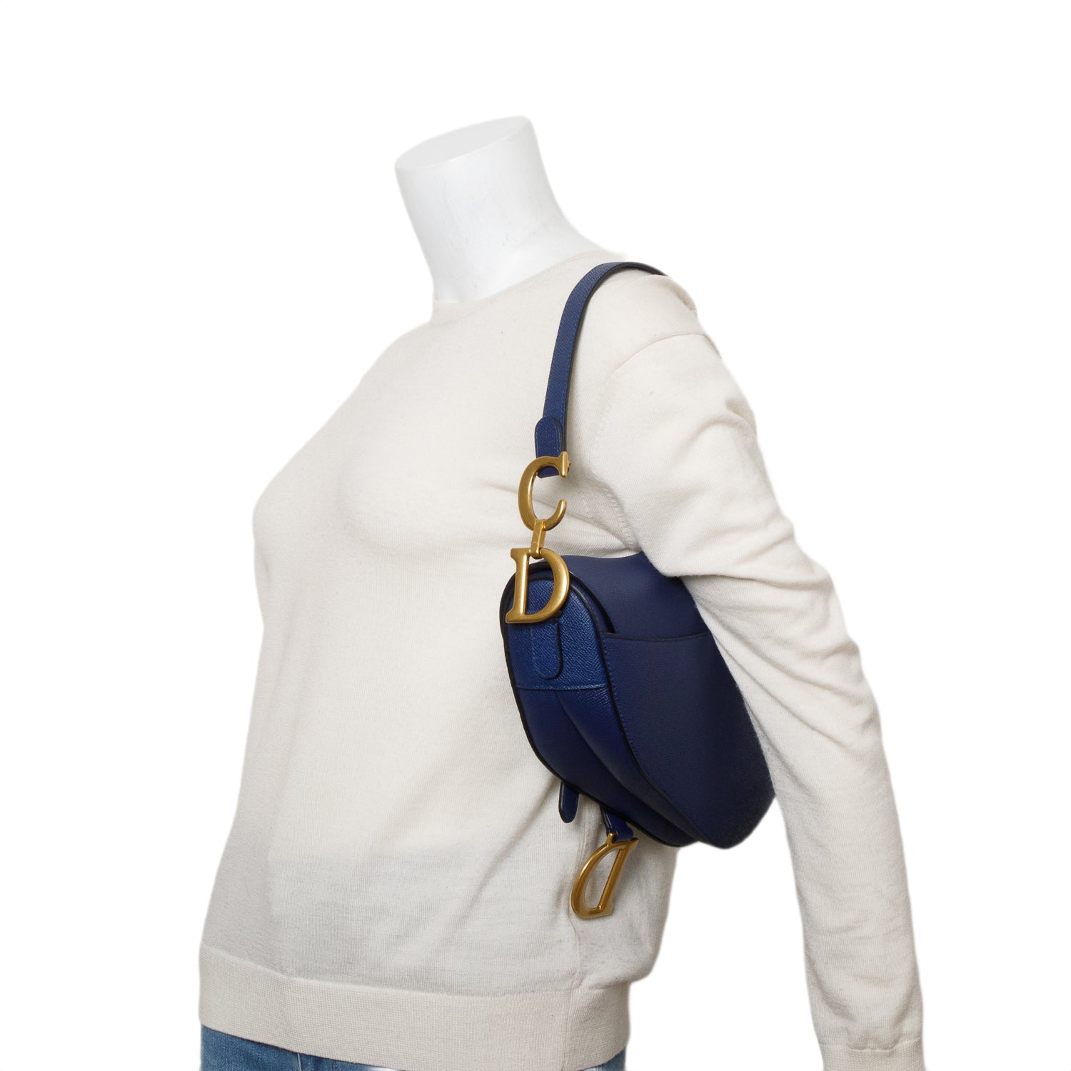 Christian Dior 2022 Blue Grained Calfskin Saddle Bag w/ Box